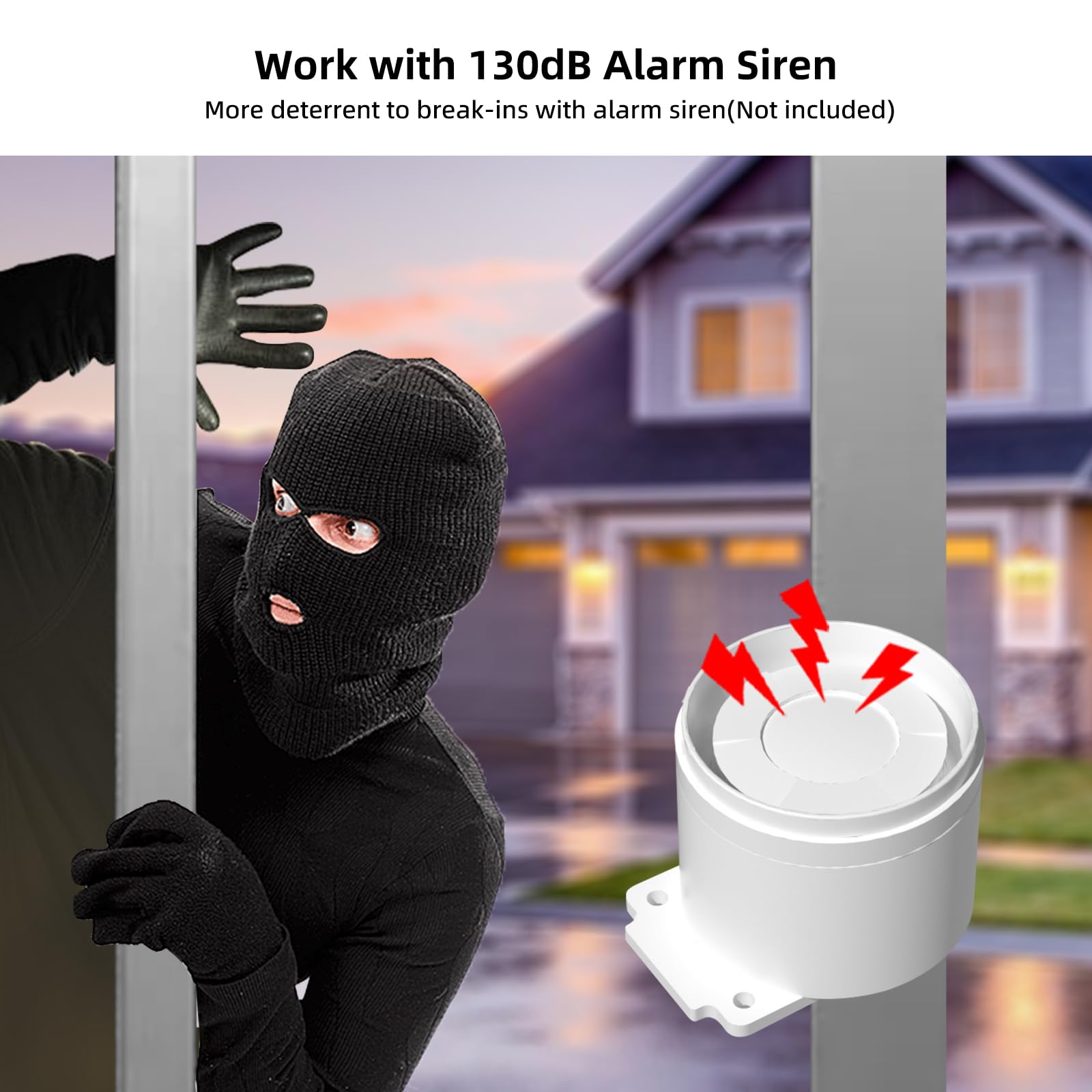 Home Alarm System 5 Piece Kit, Door Window Sensors Wifi Alarm System For Kids Safety, Smart Wireless Home Alarm Security System