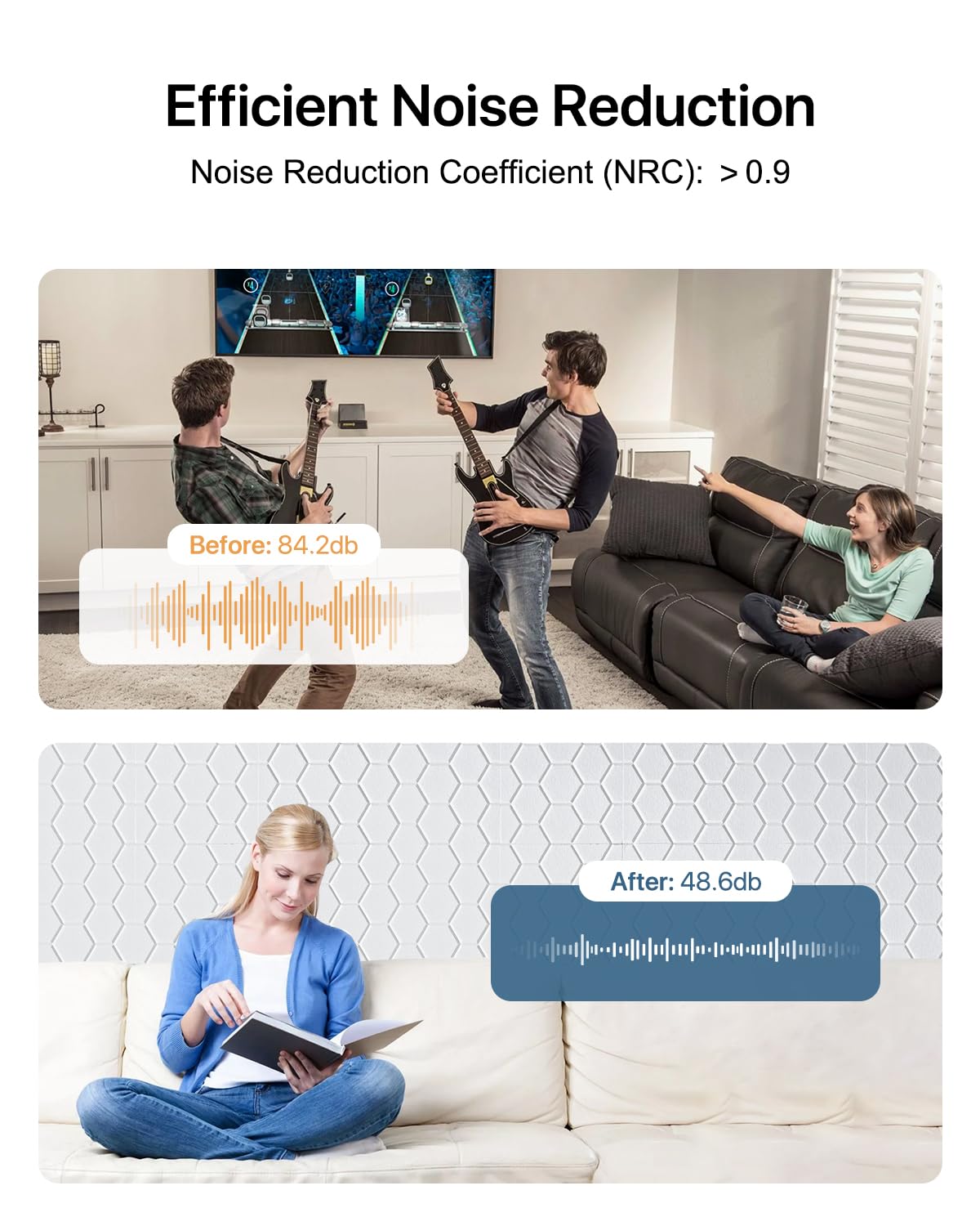 Sound Proof Foam Panels For Walls, Kuchoow Acoustic Panels Sound Absorbing, 12 Pack High Density Soundproof Wall Panels Self Adh