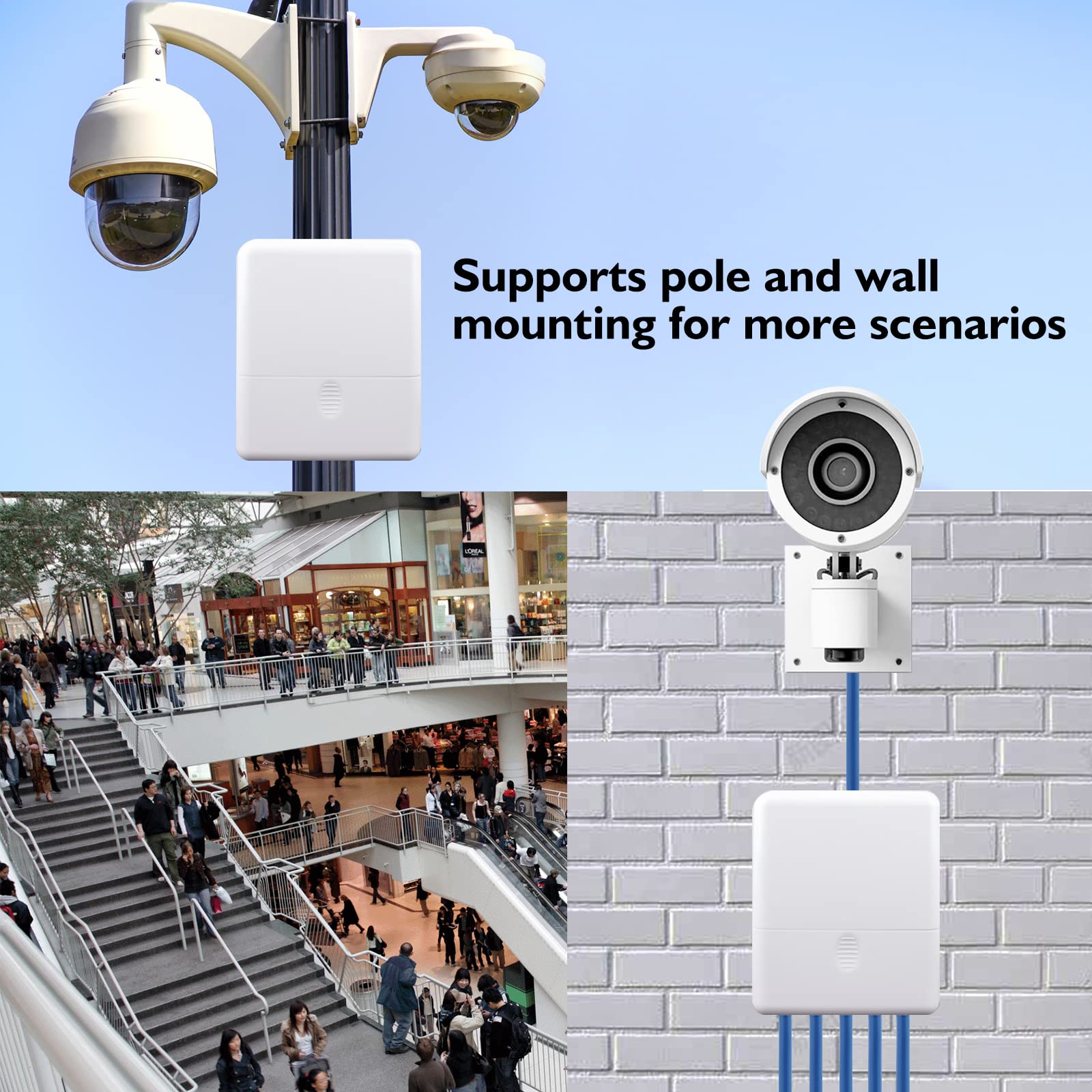 Gigabit 4 Port Poe Switch/Extender Outdoor Ip65 Waterproof Poe Passthrough/Poe Amplifier/Poe Booster,60W 48V 10/100/1000Mbps. Ie