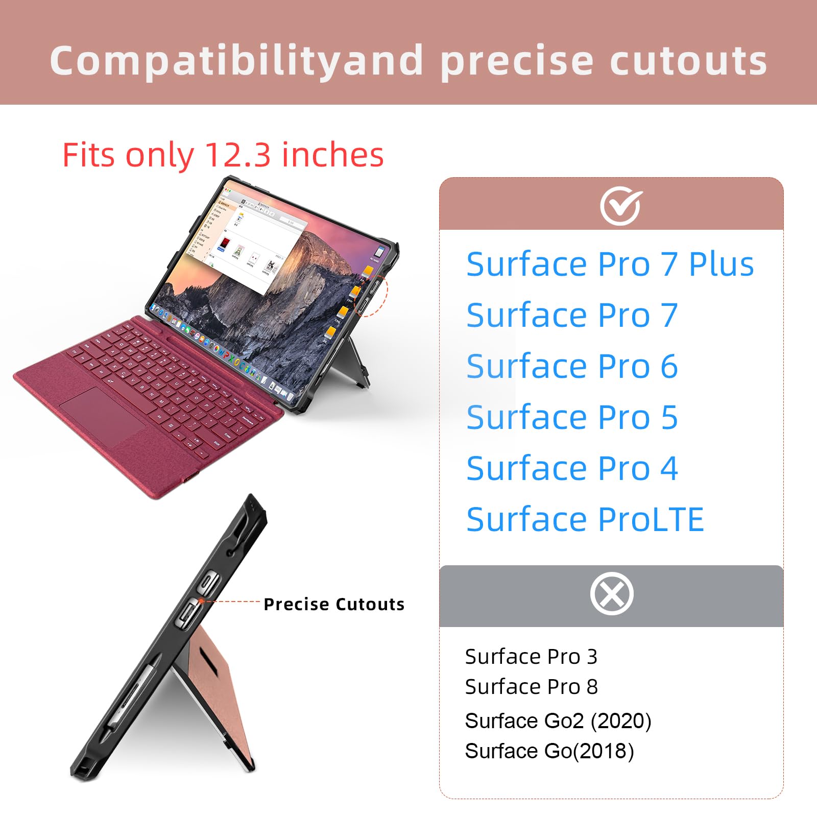 Sssgrgb Case For 12.3'' Microsoft Surface Pro 7+/Pro 7/Pro 6/Pro 5/Pro 4/Pro Lte Protective Rugged Cover Case, With Stylus Pen H