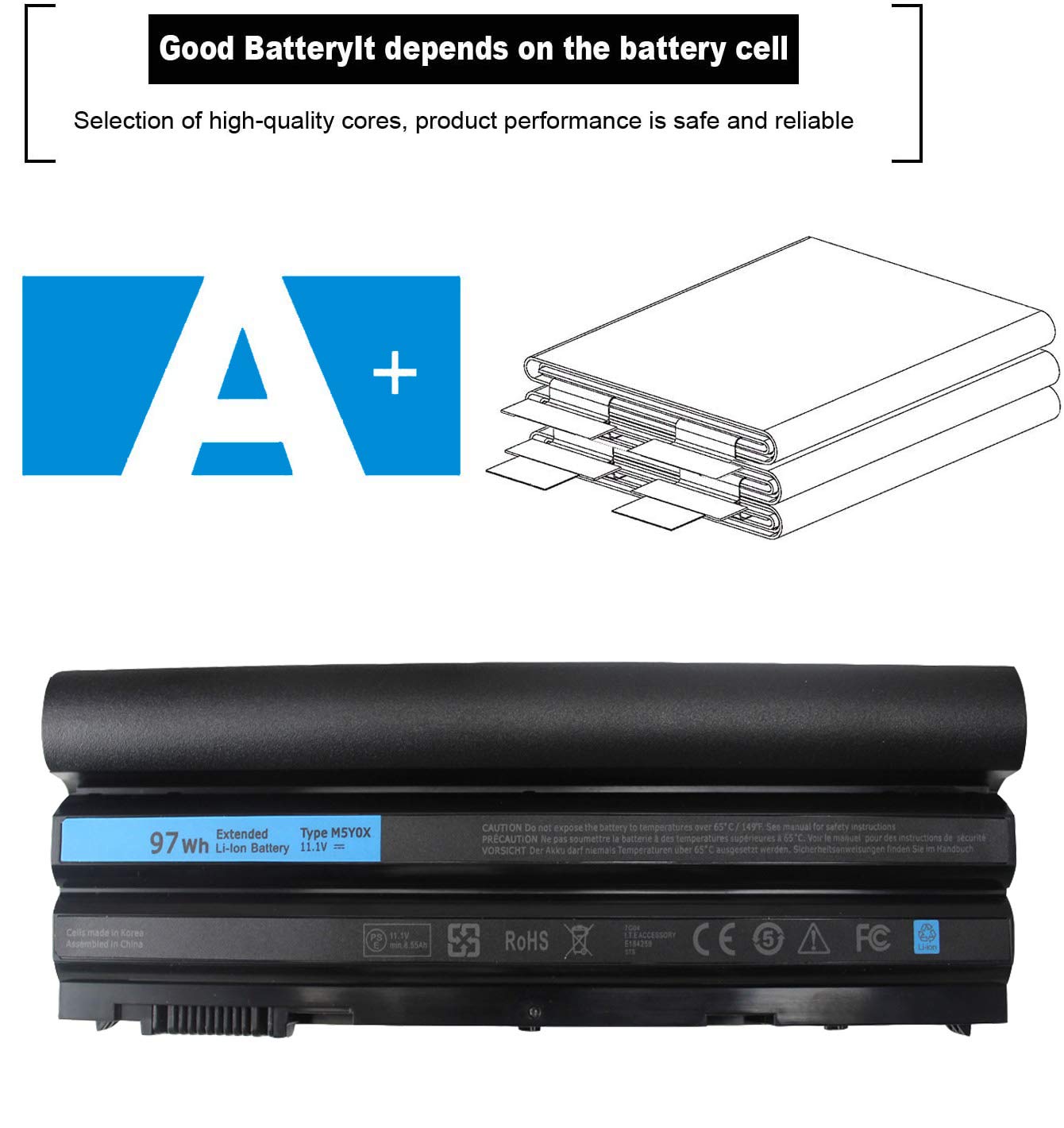 97Wh E6420 Battery Extended 9Cell E6430 E6440 T54Fj M5Y0X 8858X For Dell Latitude E6520 E6530 E6540 E5420 E5430 E5520 E5530,Insp