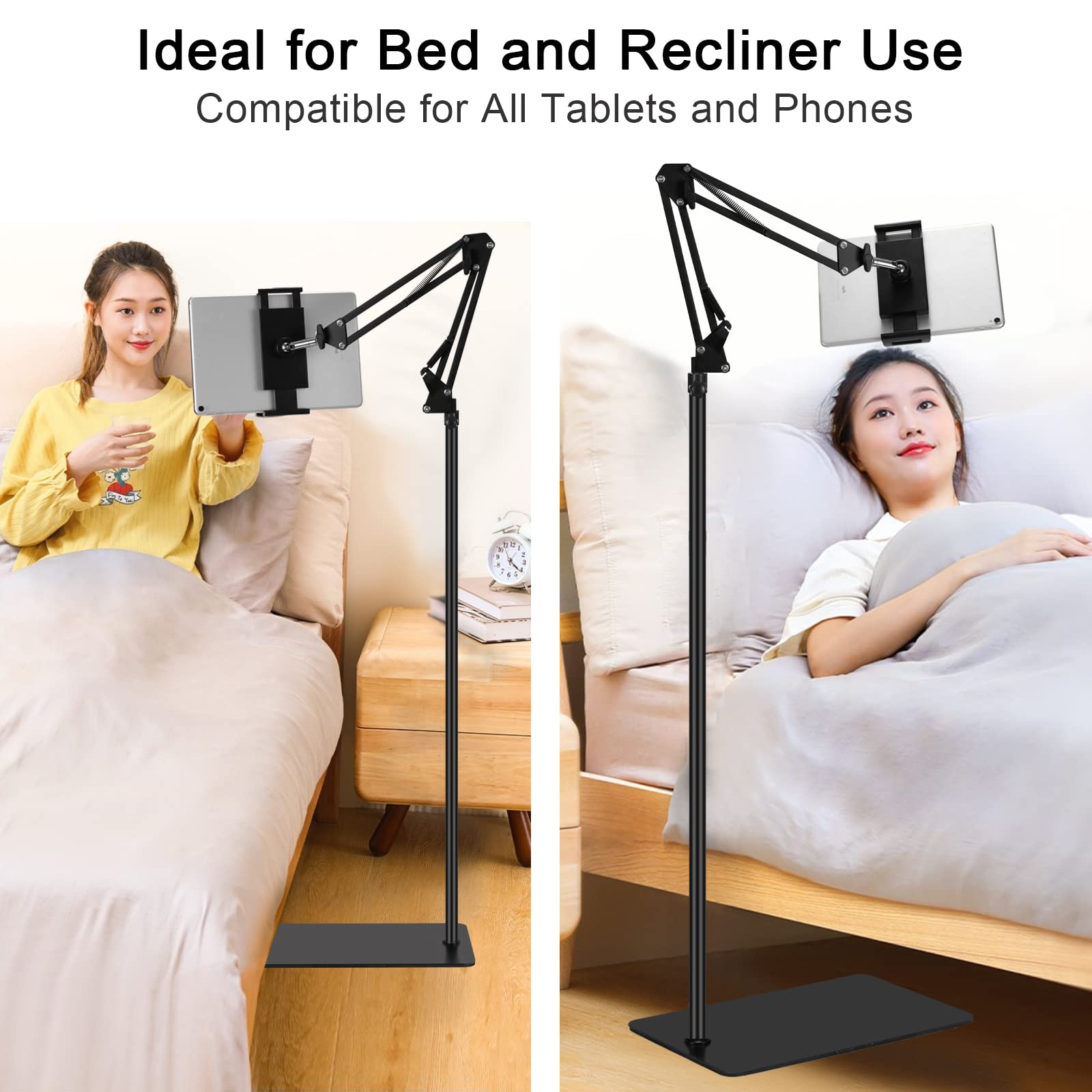 Samhousing Tablet Floor Stand, Adjustable Universal 360 Degree Rotatable Metal Tablet Holder, Phone Stand For Ipad/Iphonex/Ipad