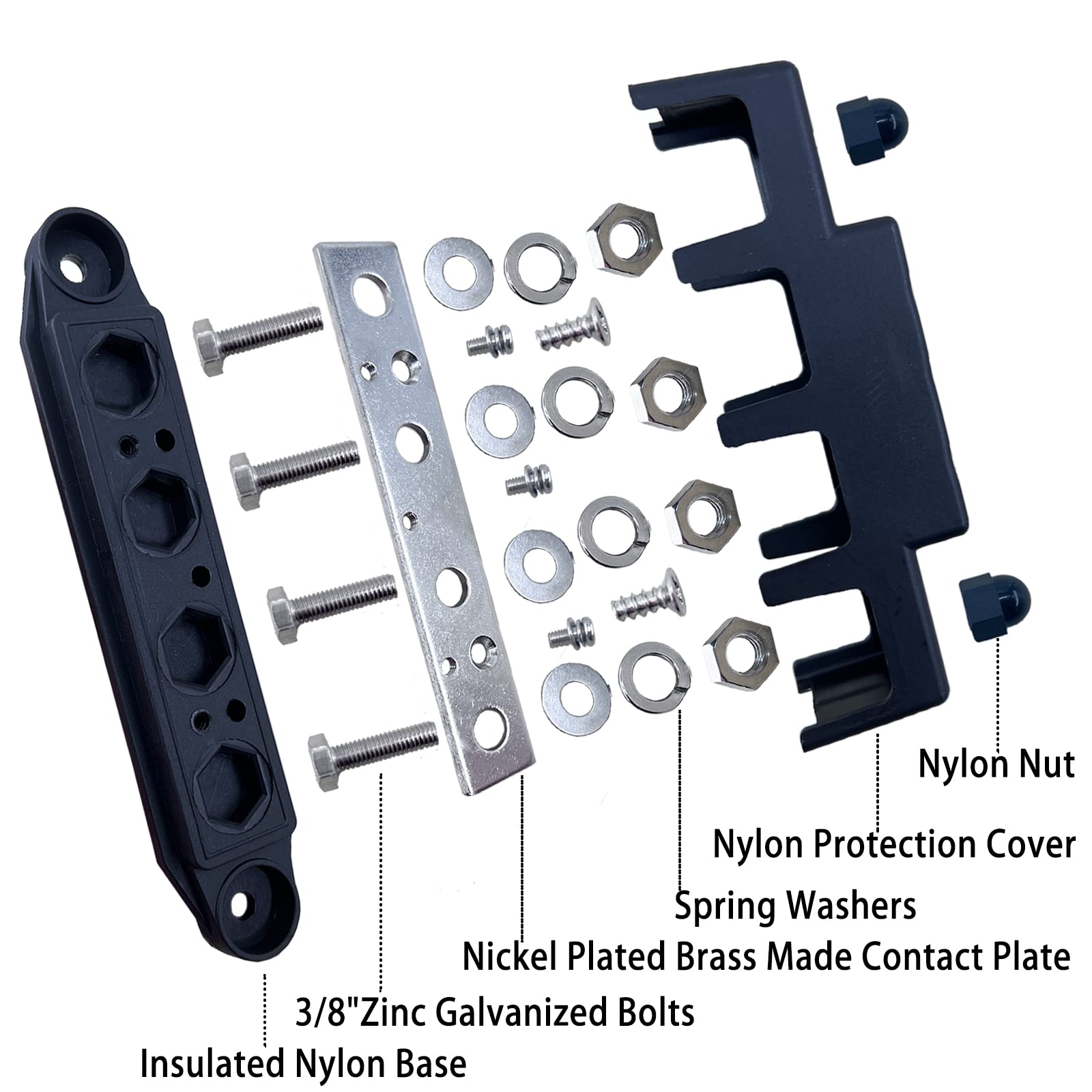 Young Dance Universal 4 Post 5/16'' Power Distribution Block, (M8) Marine Busbar, 250 Amp Rating, 12V Bus Bar Terminal Block For