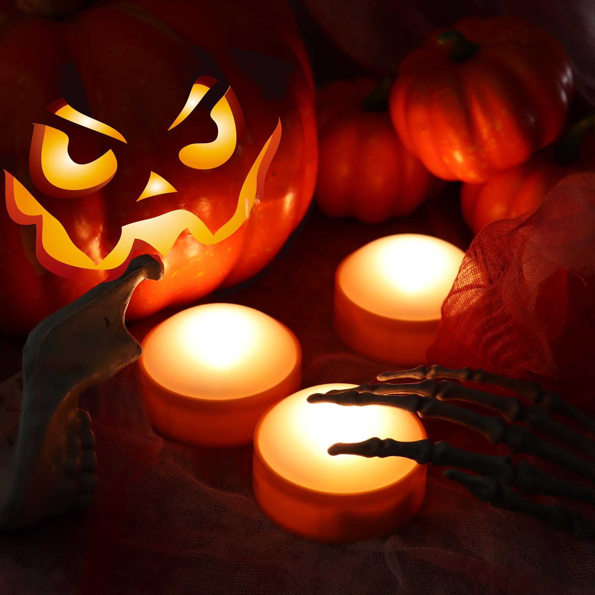 3 Pack Halloween Pumpkin Lights With Remote And Timer, Bright Flickering Battery Operated Led Light Flameless Candle Set For Pum