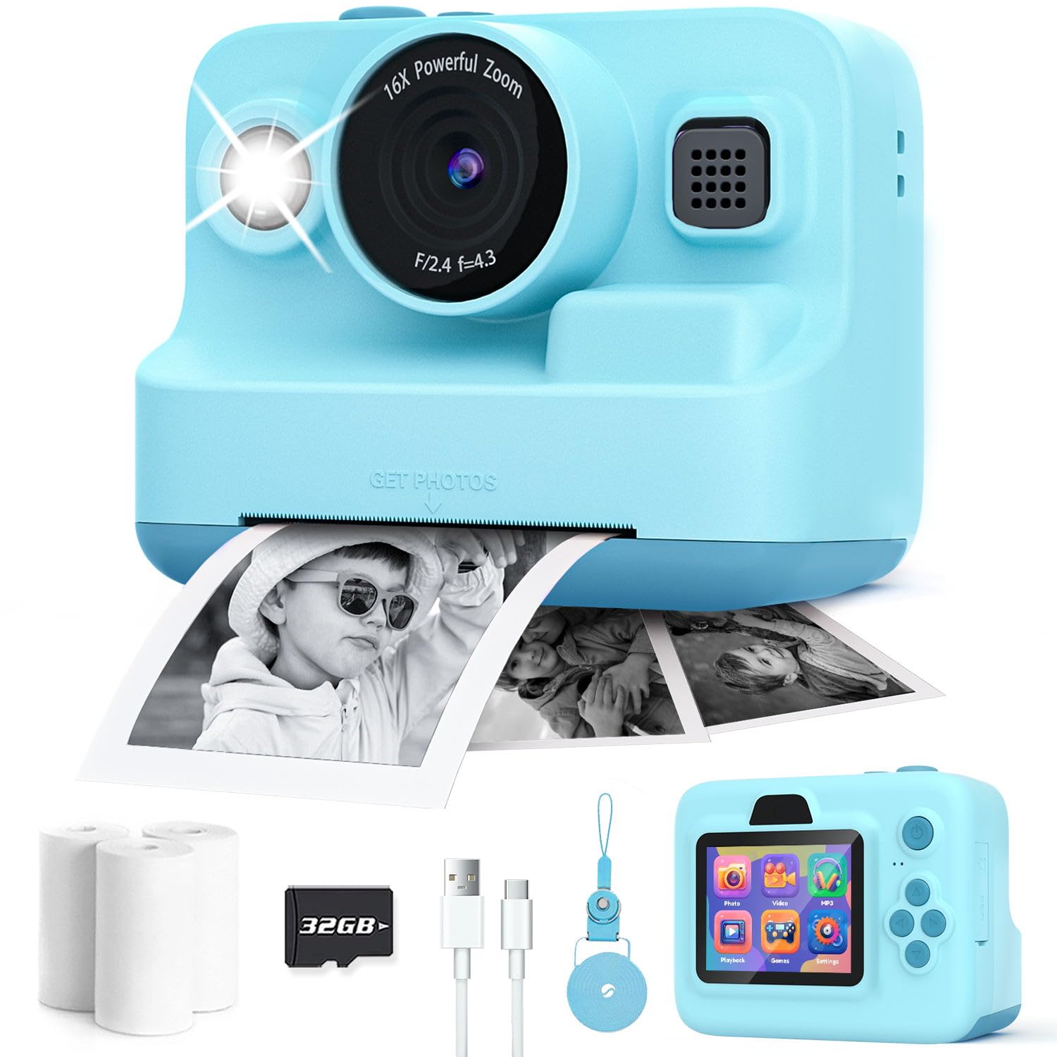 Dylanto Kids Camera Instant Print,1080P Kids Instant Cameras That Print Photos,Christmas Birthday Gifts For Girls Age 3 12,Porta
