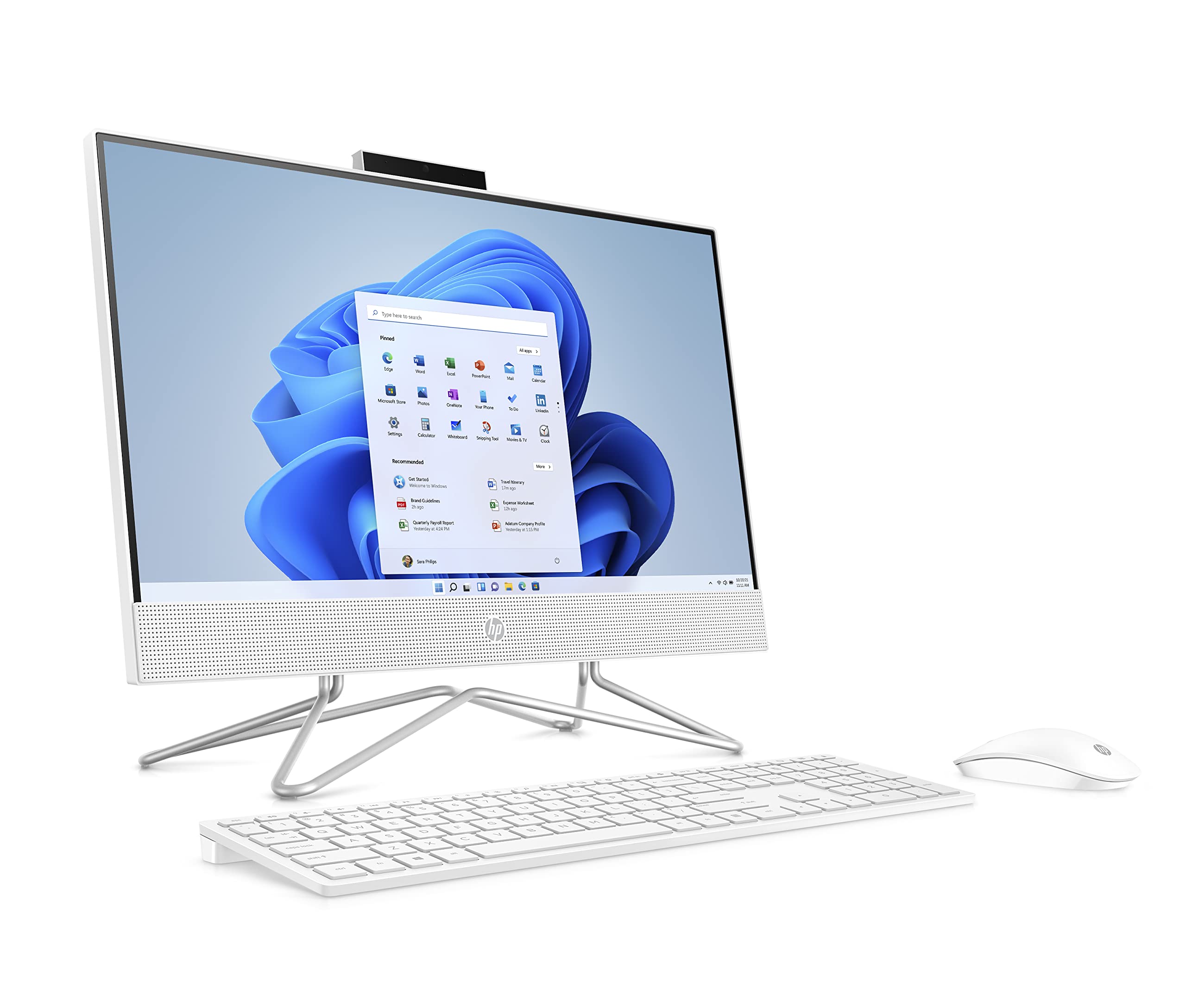 HP 21.5' All in One Desktop, Intel Pentium Silver J5040 Processor, Intel UHD Graphics 605, 4 GB RAM, 128 GB Storage, Windows 11 Home (22 dd0120, 2021),Snow white