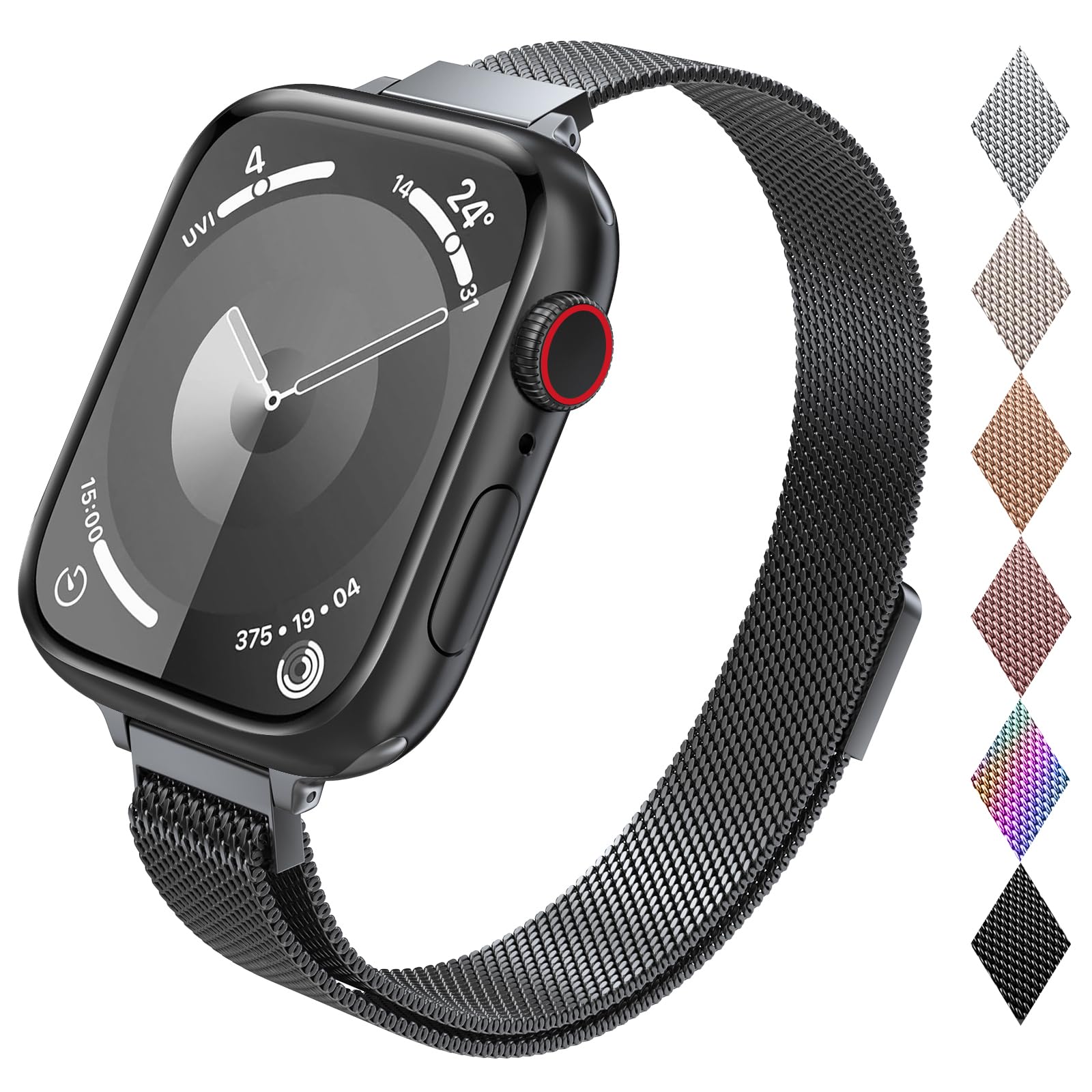 Compatible With Apple Watch Band, Stainless Steel Slim & Thin Mesh Magnetic Clasp Strap Women And Girl Replacement Band For Iwat