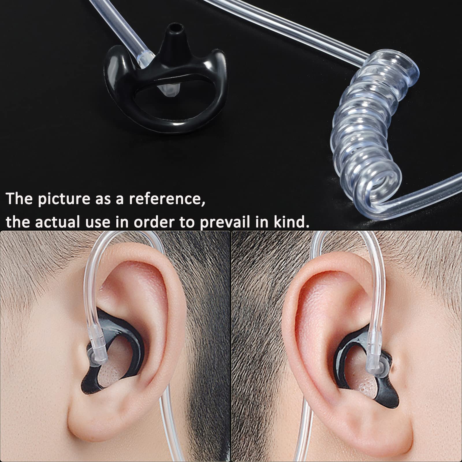 Hys 5 Pairs Black Medium Soft Silicone Ear Buds Flexible Ear Insert Earmold Replacement Acoustic Tube Security Ear Pieces/Ear Tips For Two Way Radio Coil Tube Earpiece For Law Enforcement