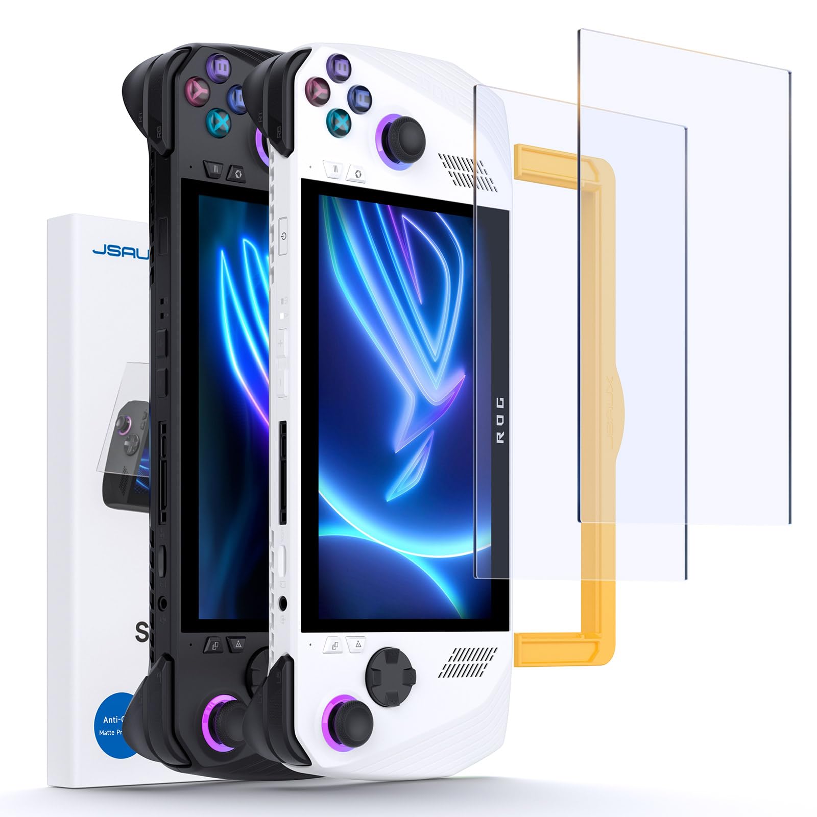 Jsaux Rog Ally Screen Protector 2 Pack, Anti Glare 9H Hardness Tempered Glass Screen Protector With Guiding Frame(Guiding Frame