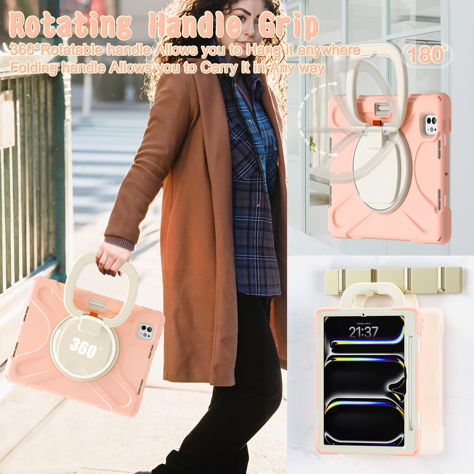 Tsqqst Case For Ipad Pro 11 Inch (M4) Case 2024 5Th Generation, Shockproof Protective Case With Pencil Holder Screen Protector,