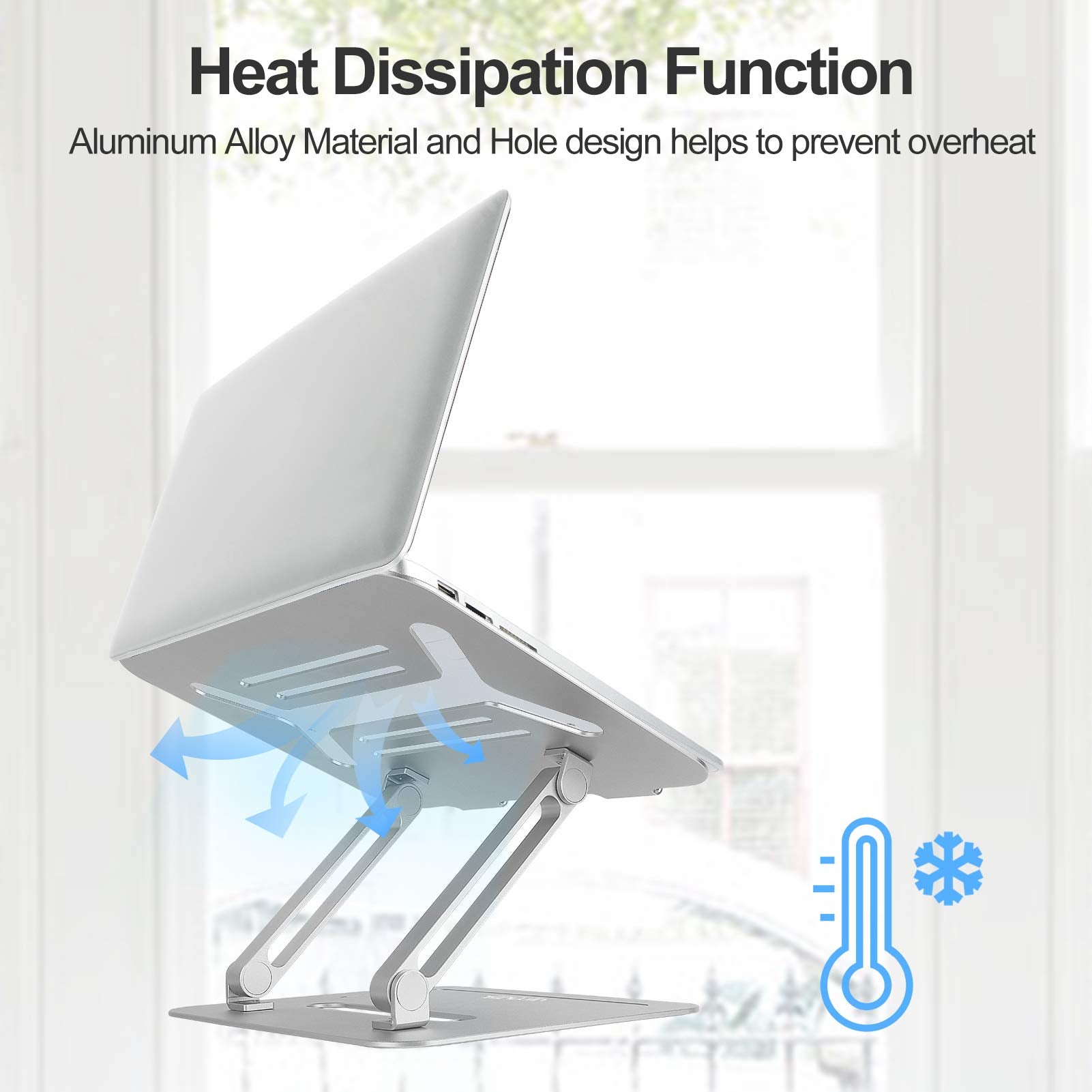 Urmust Adjustable Laptop Stand For Desk Aluminum Computer Stand For Laptop Riser Holder Notebook Stand Compatible With Macbook Air Pro Ultrabook All Laptops 11 17 Inch (Silver)