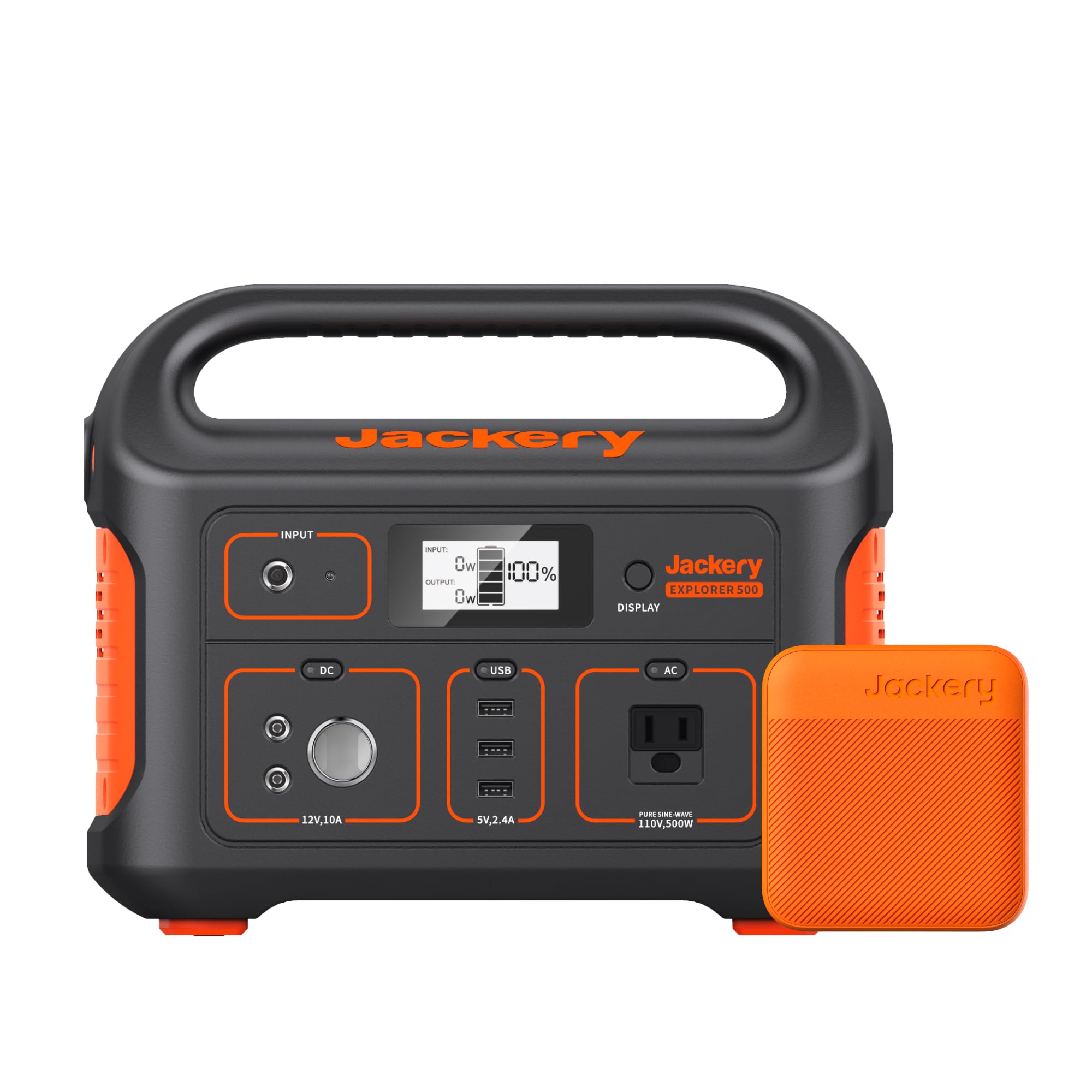 Jackery Portable Power Station Explorer 500 and 102W Fast Charger, 518Wh Solar Generator Lithium Battery with 500W AC Outlet for