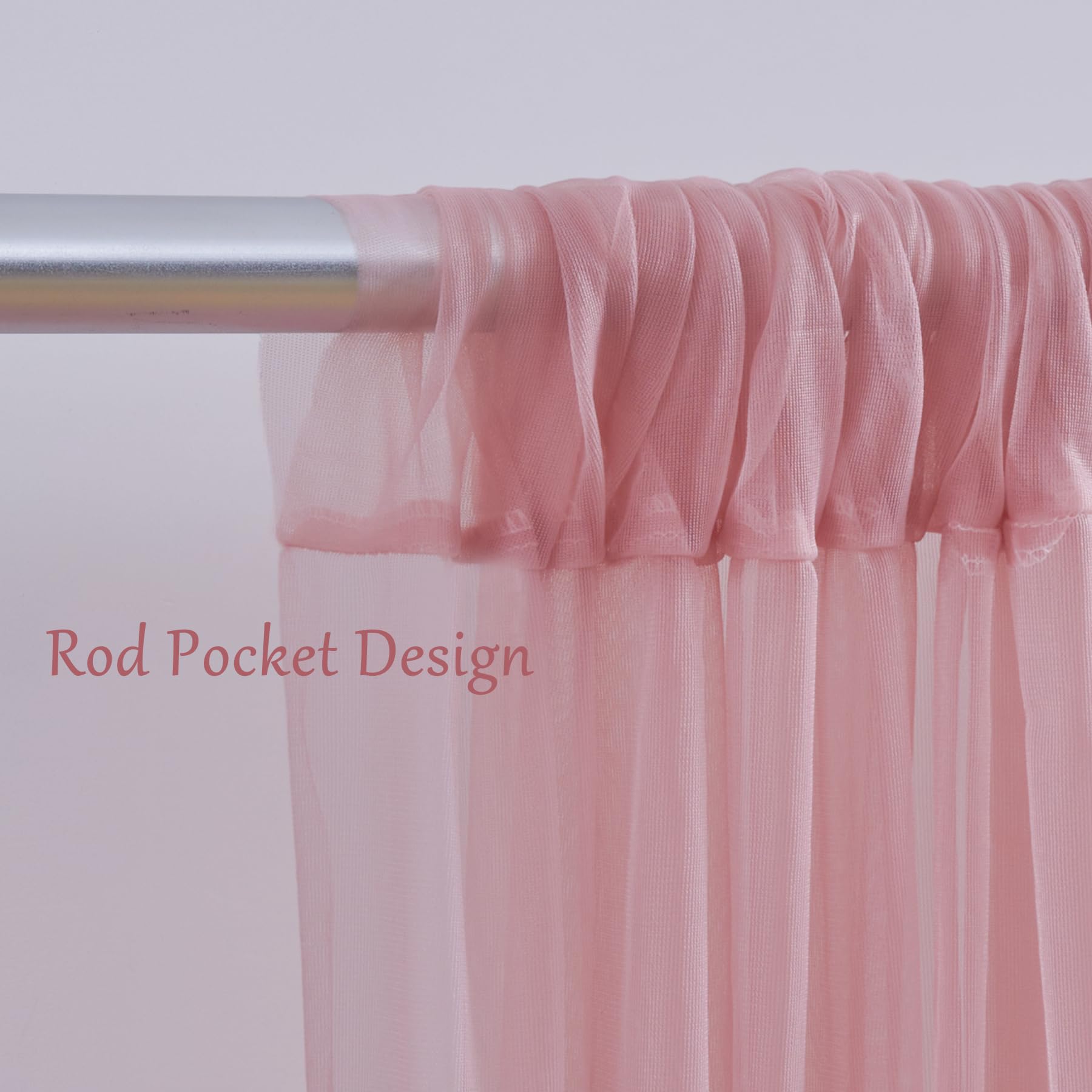 10X10 Dusty Rose Tulle Backdrop Curtains For Parties, Sheer Backdrop Curtain Wedding Photo Backdrop Drapes For Baby Shower Photo