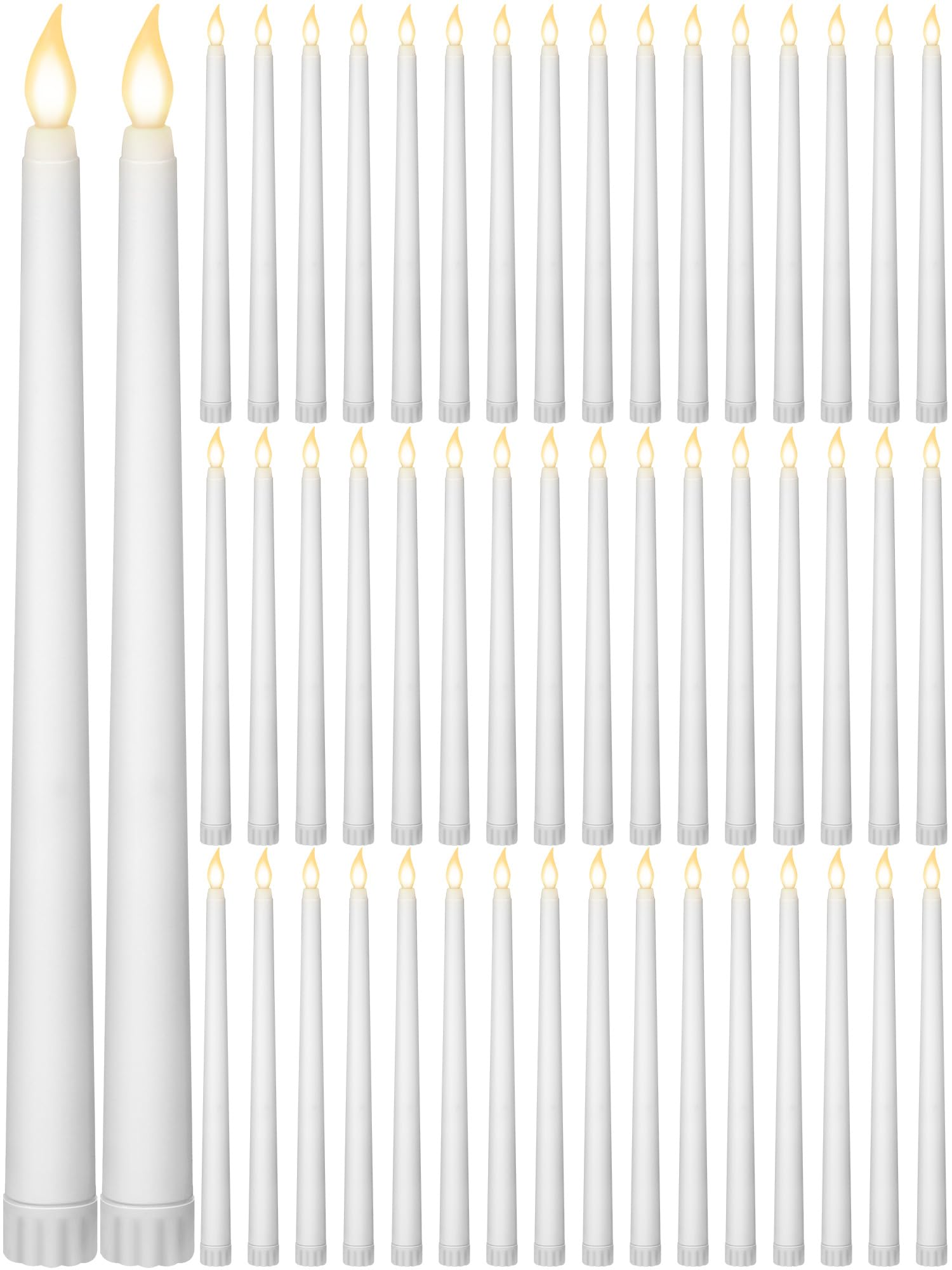 Funtery 48 Pcs Flameless Led Taper Candles 11 Inch Battery Operated Flickering Candles Bulk For Christmas Church Wedding Party(W