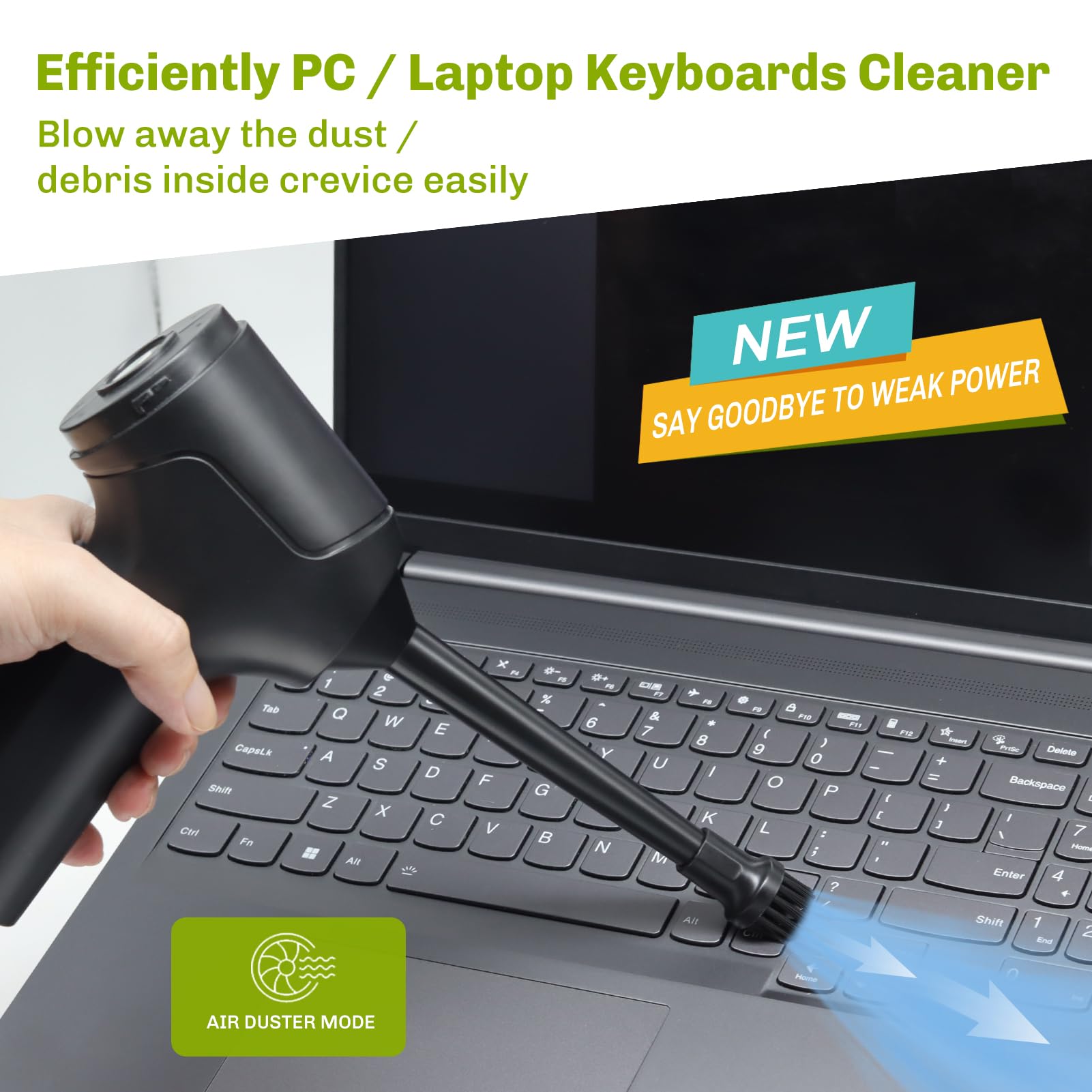 Famaster Compressed Air Duster & Mini Vacuum Keyboard Cleaner, Cordless Air Duster Canned Air Can, Electric Dust Spray, Keyboard