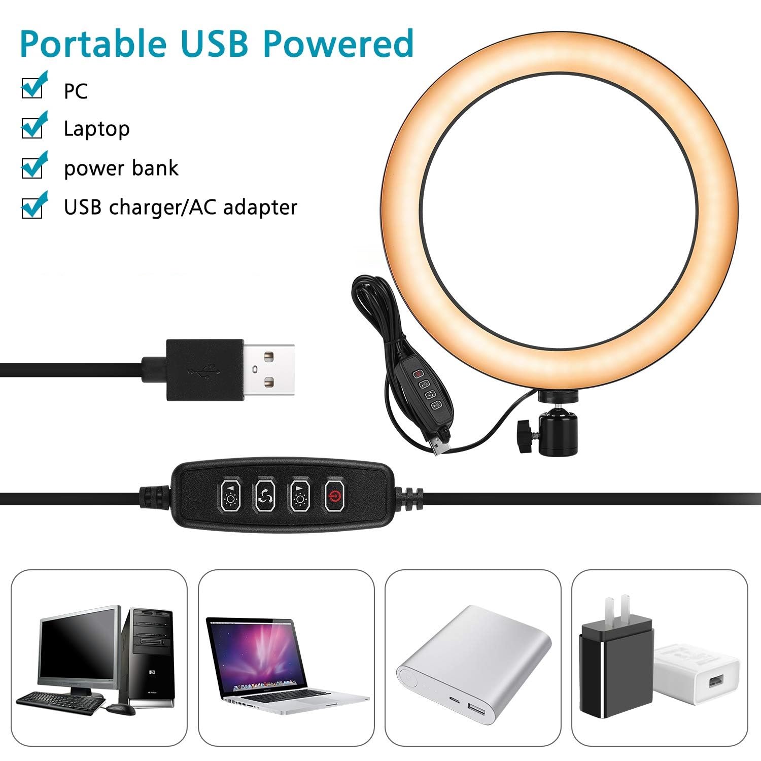 Webcam Ring Light With Clamp Stand, 24 Inch Webcam Arm Mount Holder With 10 Inch Selfie Light And Headphone Hook Compatible With Logitech C920 C922 C930 Streamcam C615 C925E Brio 4K Webcams