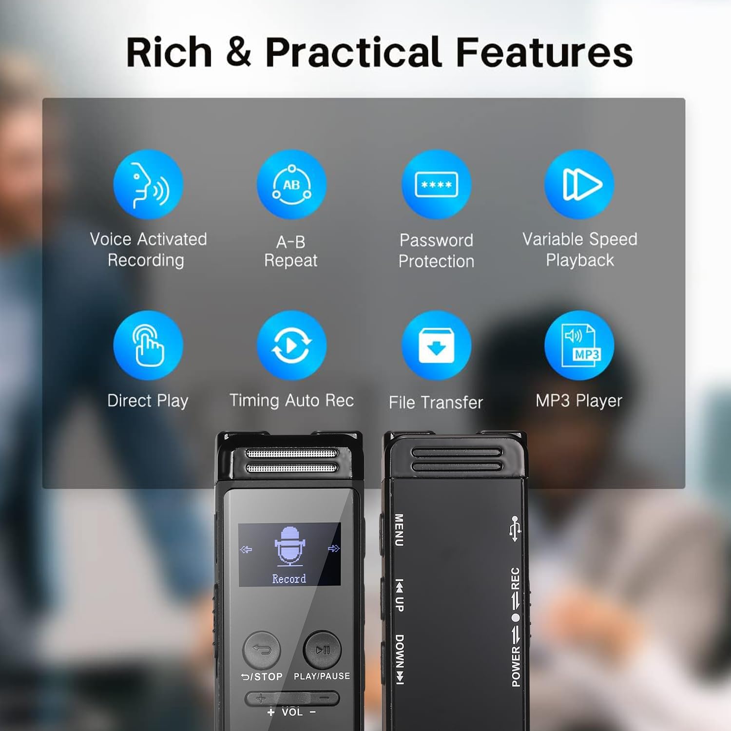 64Gb Digital Voice Recorder Mini Voice Recorder Upgraded Small Audio Recorder With Mp3&Usb Password Protection For Lectures, Mee