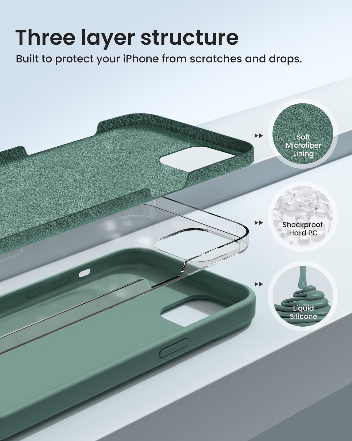 Designed For Iphone 15 Case, Silicone Phone Case Protective [Military Grade Drop Protection] [Anti Scratch Microfiber Lining] Si