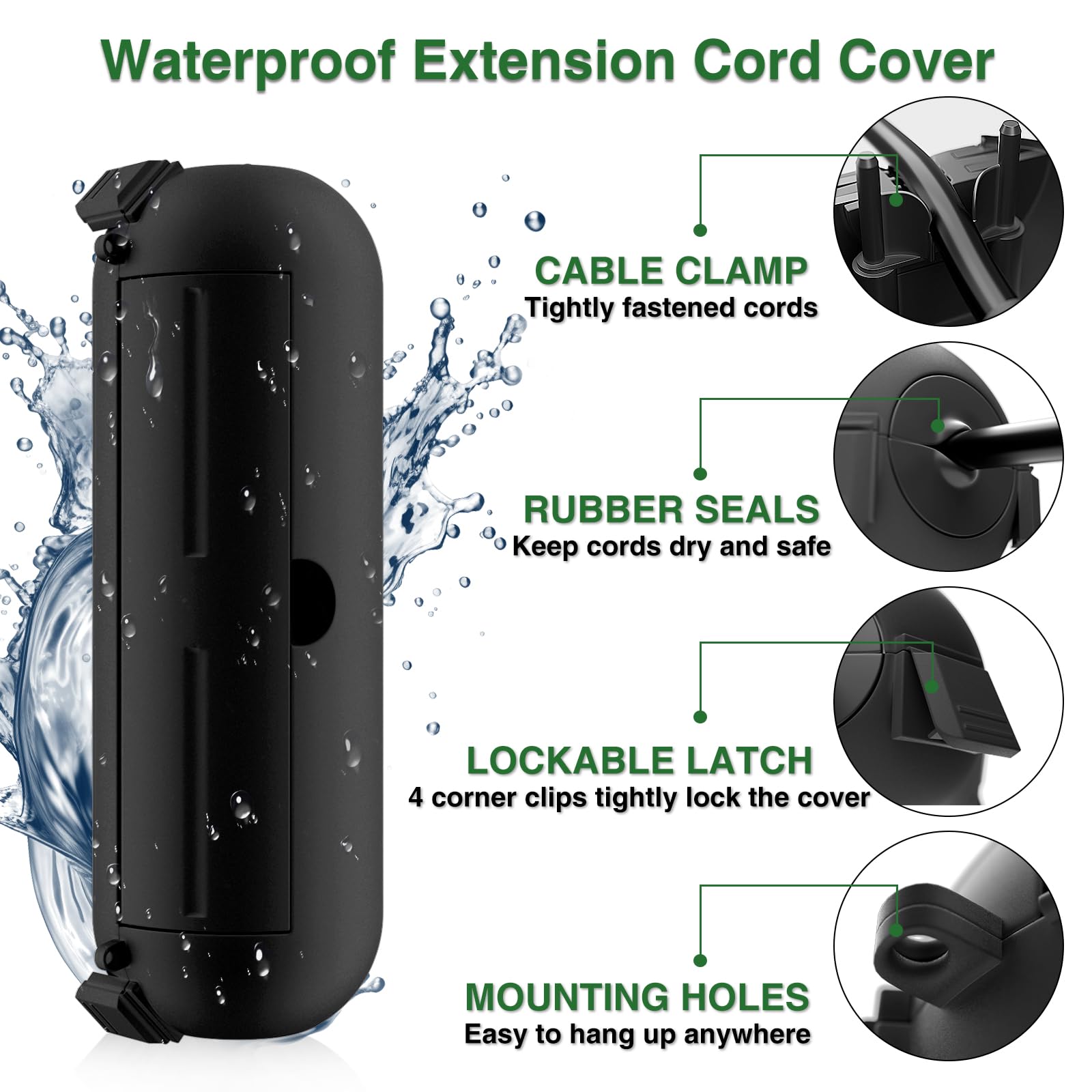 Flemoon [3 Pack] Outdoor Extension Cord Safety Cover With Waterproof Seal, Weatherproof Electrical Connection Box To Protect Out