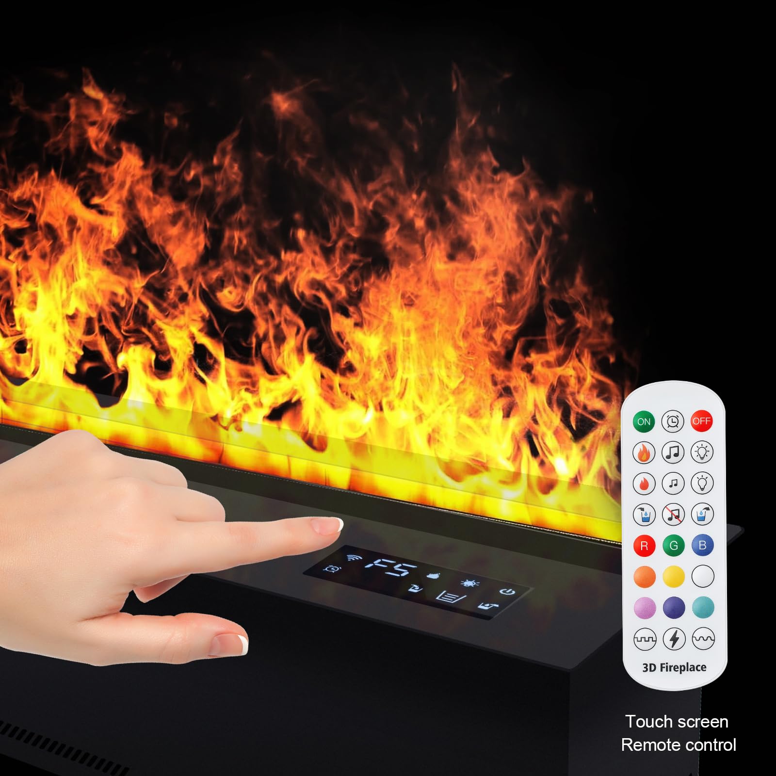 Electric Fireplace 3D Water Vapor Fireplace Recessed Multicolour Realistic Atomized Flame, With Water And Remote Control Electri