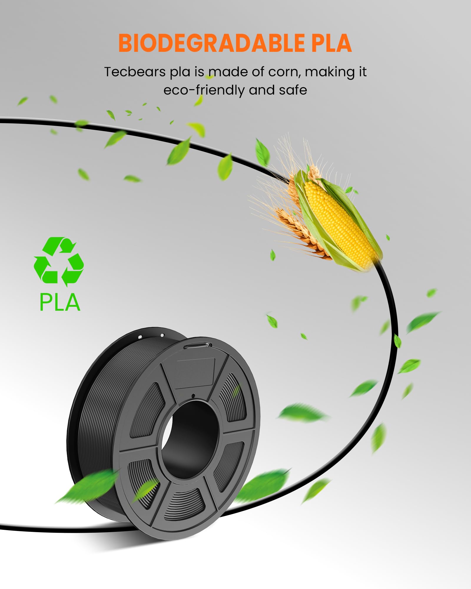 Tecbears Pla 3D Printer Filament, 4Kg Pla Filament 1.75Mm, Neatly Wound 3D Printing Filament, Dimensional Accuracy +/- 0.02 Mm,1