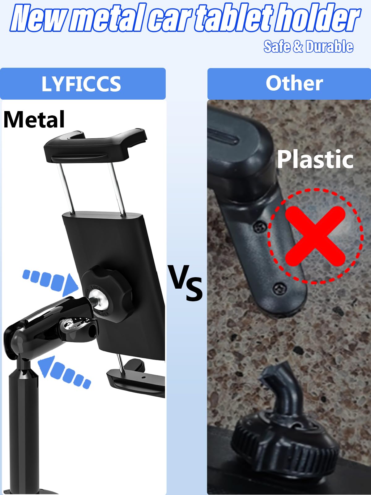 Lyficcs Metal Arm Cup Holder Car Tablet Mount, 720  Rotation Cupholder Tablet & Phone Stand Compatible With Ipad Pro Air Mini Ip