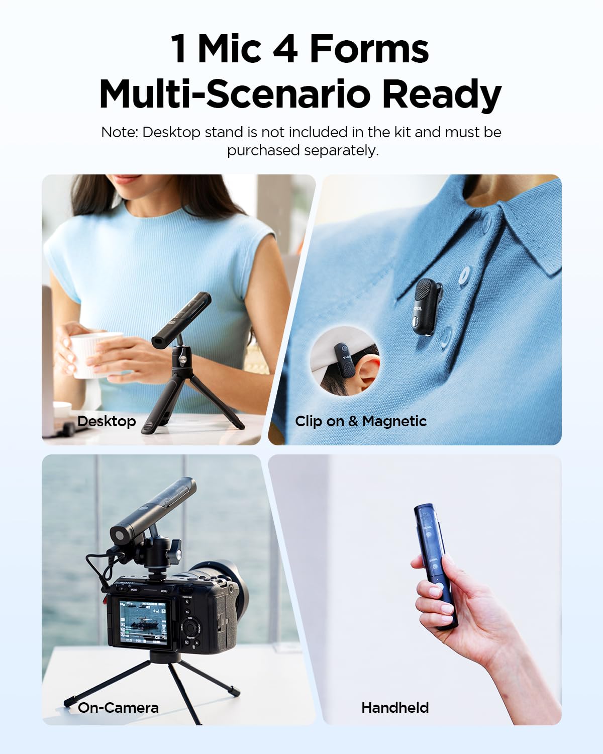 Boya Magic-02 Wireless Lavalier Microphone, 30Hrs Battery,328Ft Los Range,Safety Track&Limiter,4-In1 Mini Lapel Wireless Mic For