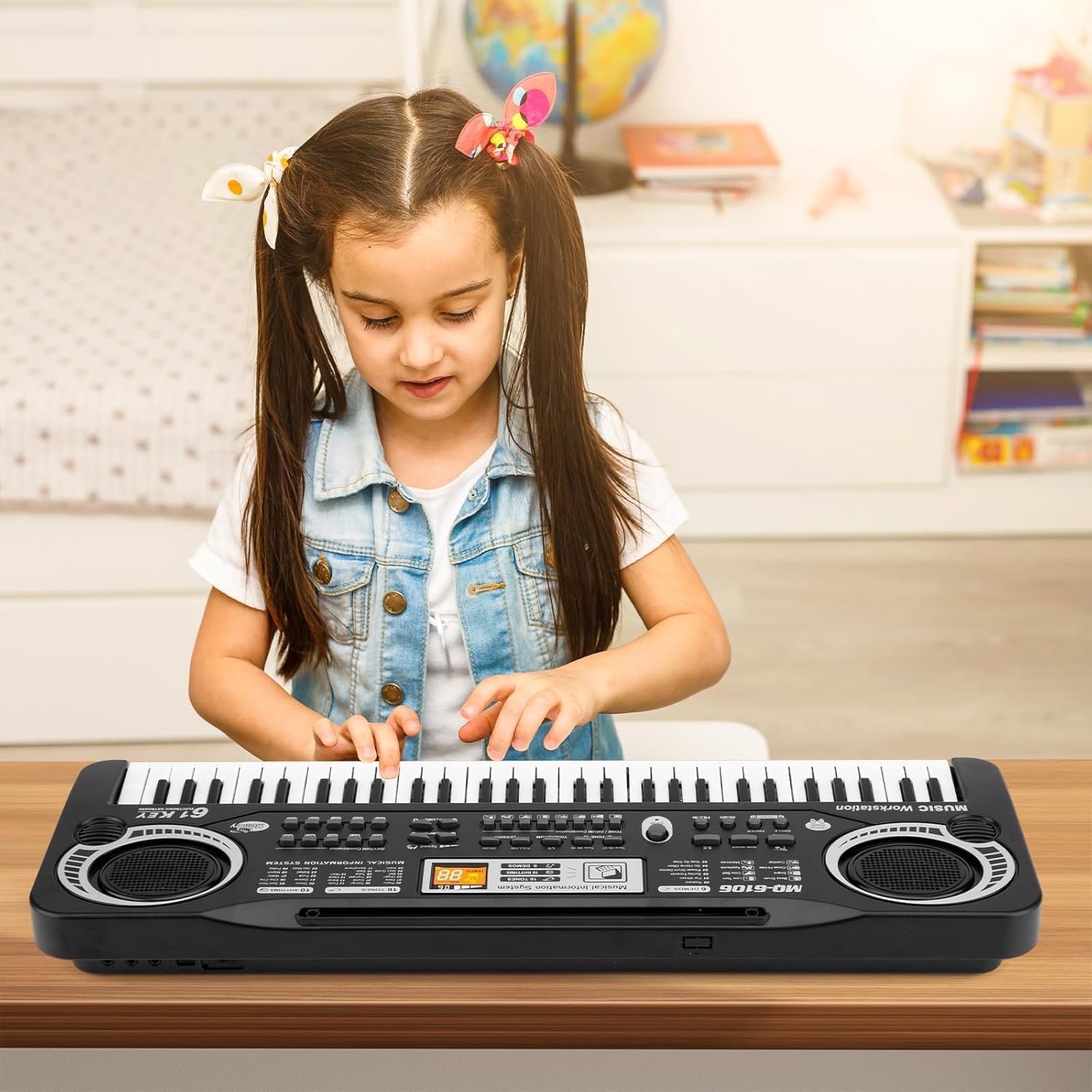 61 Key Piano Keyboard For Kids, Electronic Music Toy For Beginners, 16 Tones, 10 Rhythms, 6 Demos, Built-In Recording, Perfect C