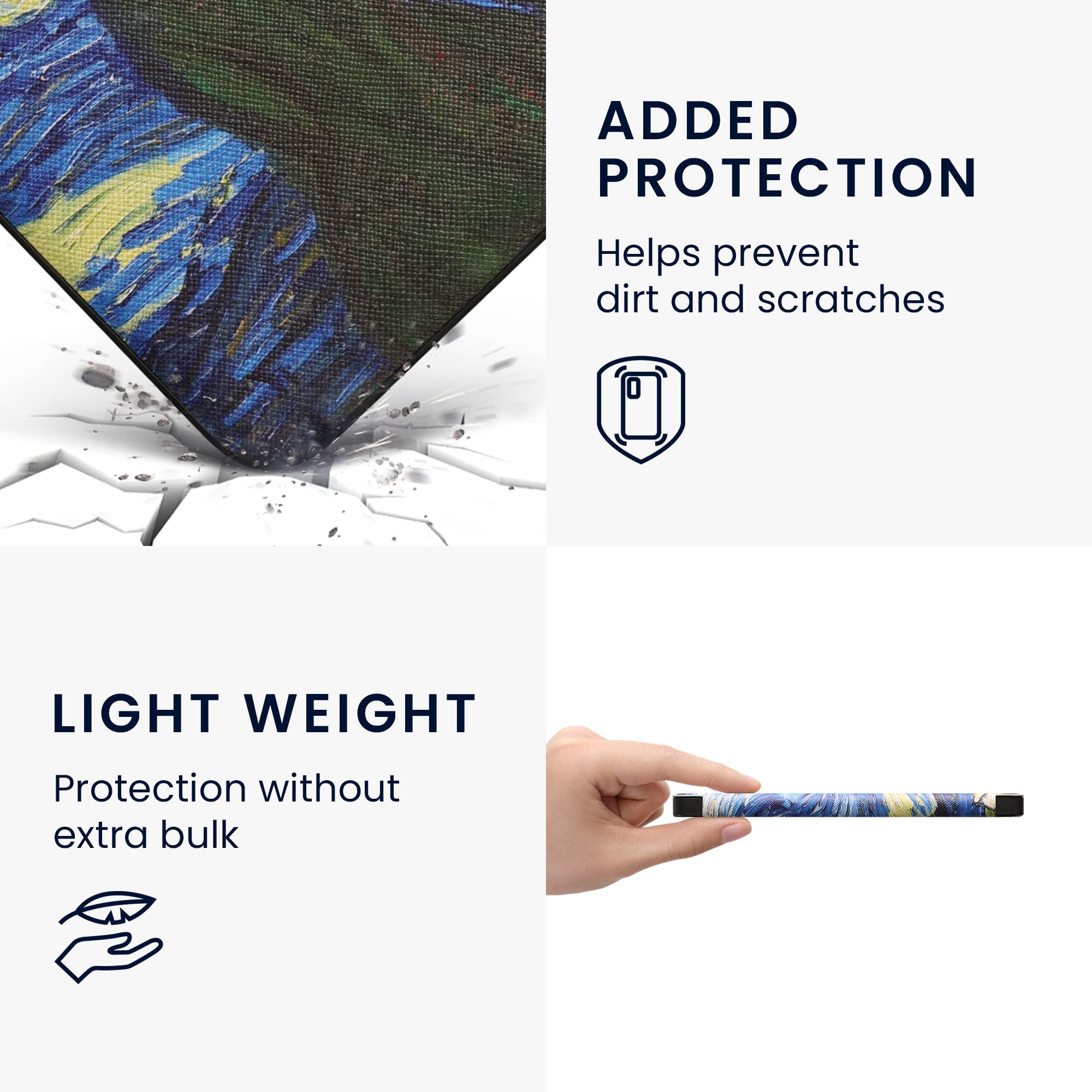 Kwmobile Case Compatible With Kobo Libra 2 Case   Ereader Cover   Starry Night Blue/Yellow