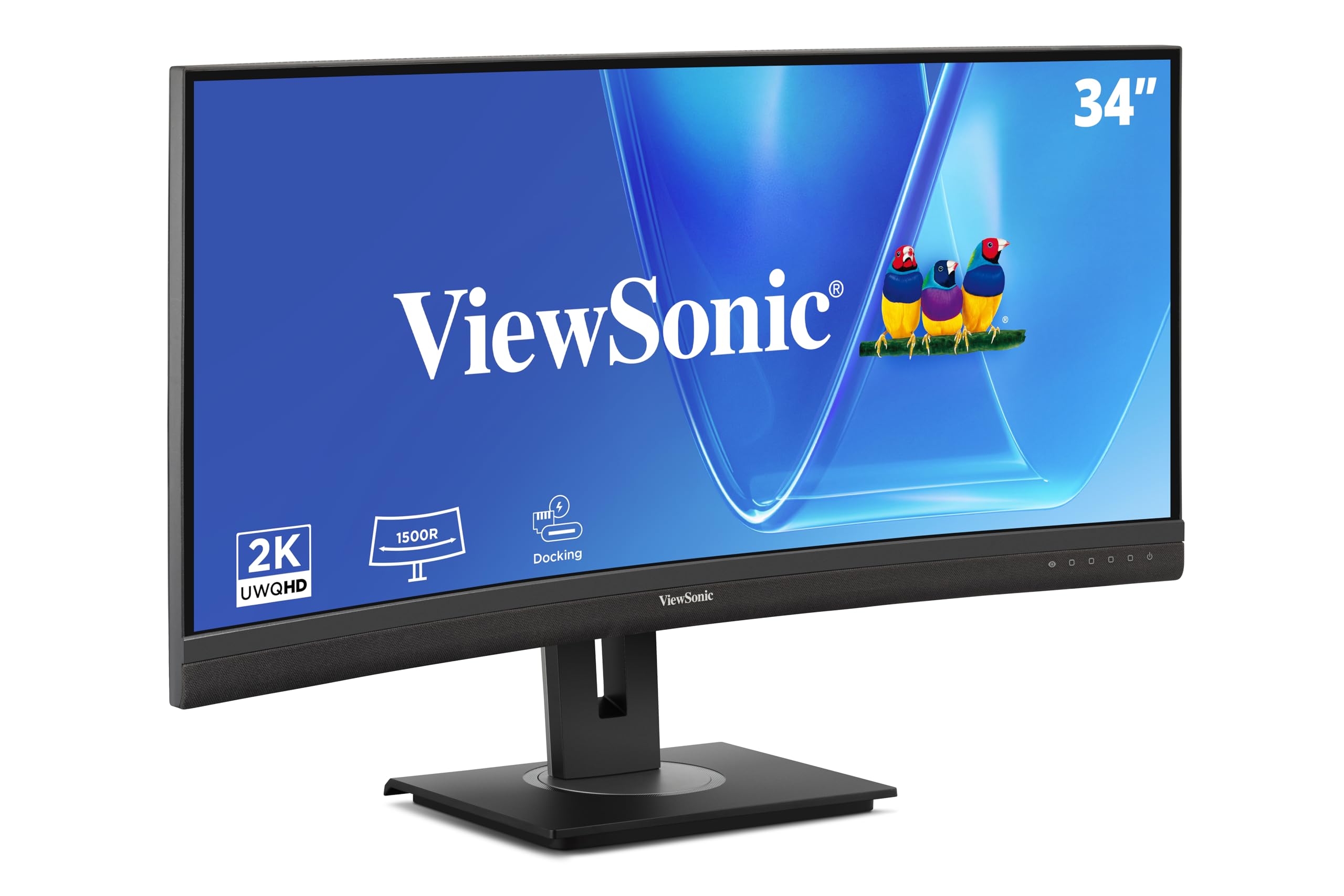 ViewSonic VG3456CA 34 Inch 1440p Ultrawide Docking Monitor, Curved IPS Display for Smooth Home and Office Productivity, Full Erg