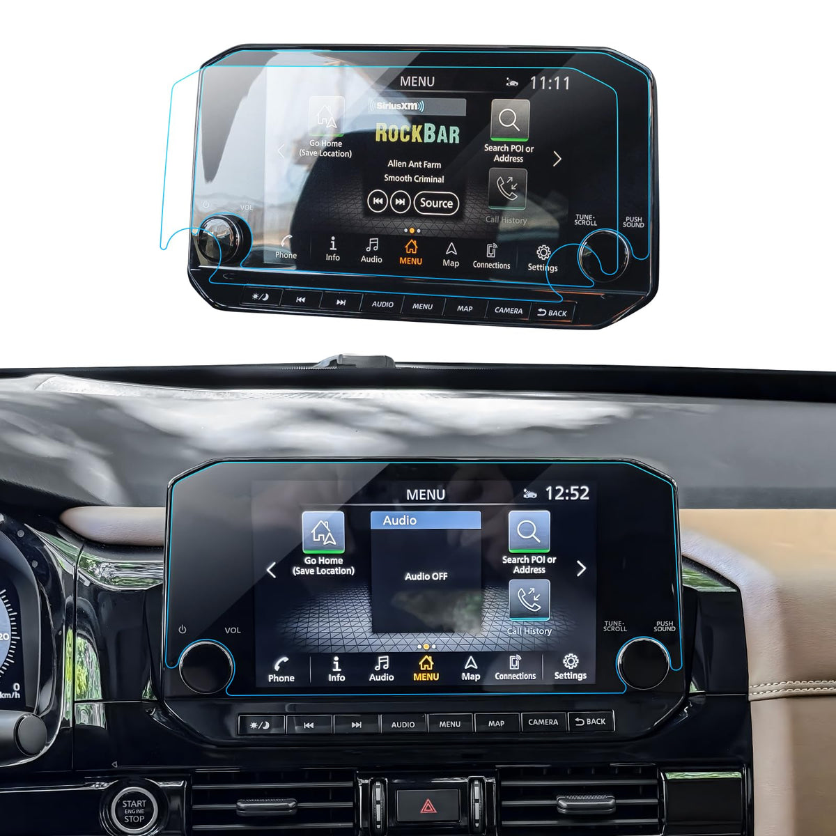 Lantu 2Pcs Car Screen Protector For 2022 2023 2024 Nissan Pathfinder(Sl/Platinum) Accessories Navigation Nano Touchscreen Protec