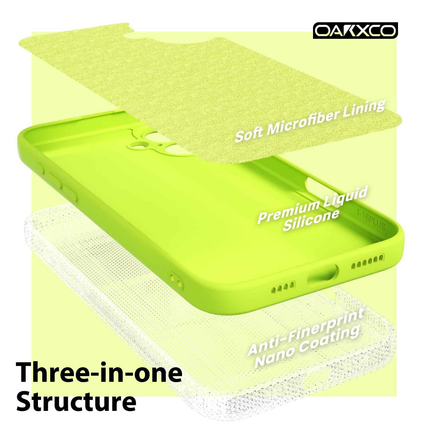 Oakxco For Iphone 16 Phone Case Liquid Silicone, Neon Bright Solid Color, Thin Slim Soft Rubber Gel Matte Tpu Plain Simple Prote