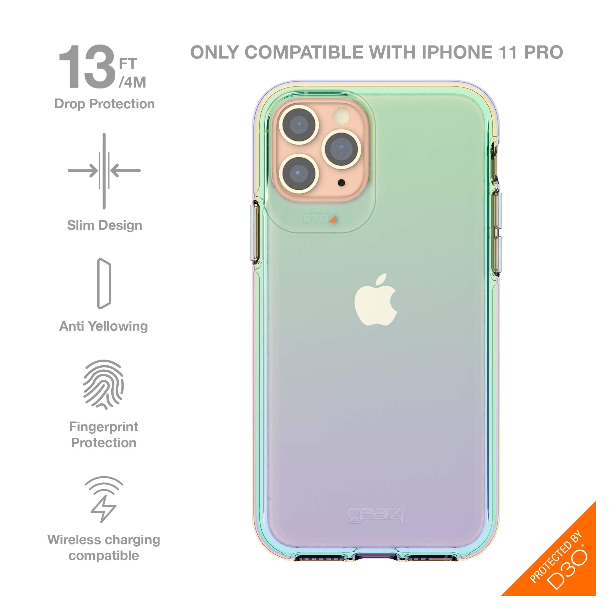 Gear4 Zagg Crystal Palace Iridescent Compatible With Iphone 11 Pro Case, Advanced Impact Protection With Integrated D3O Technolo