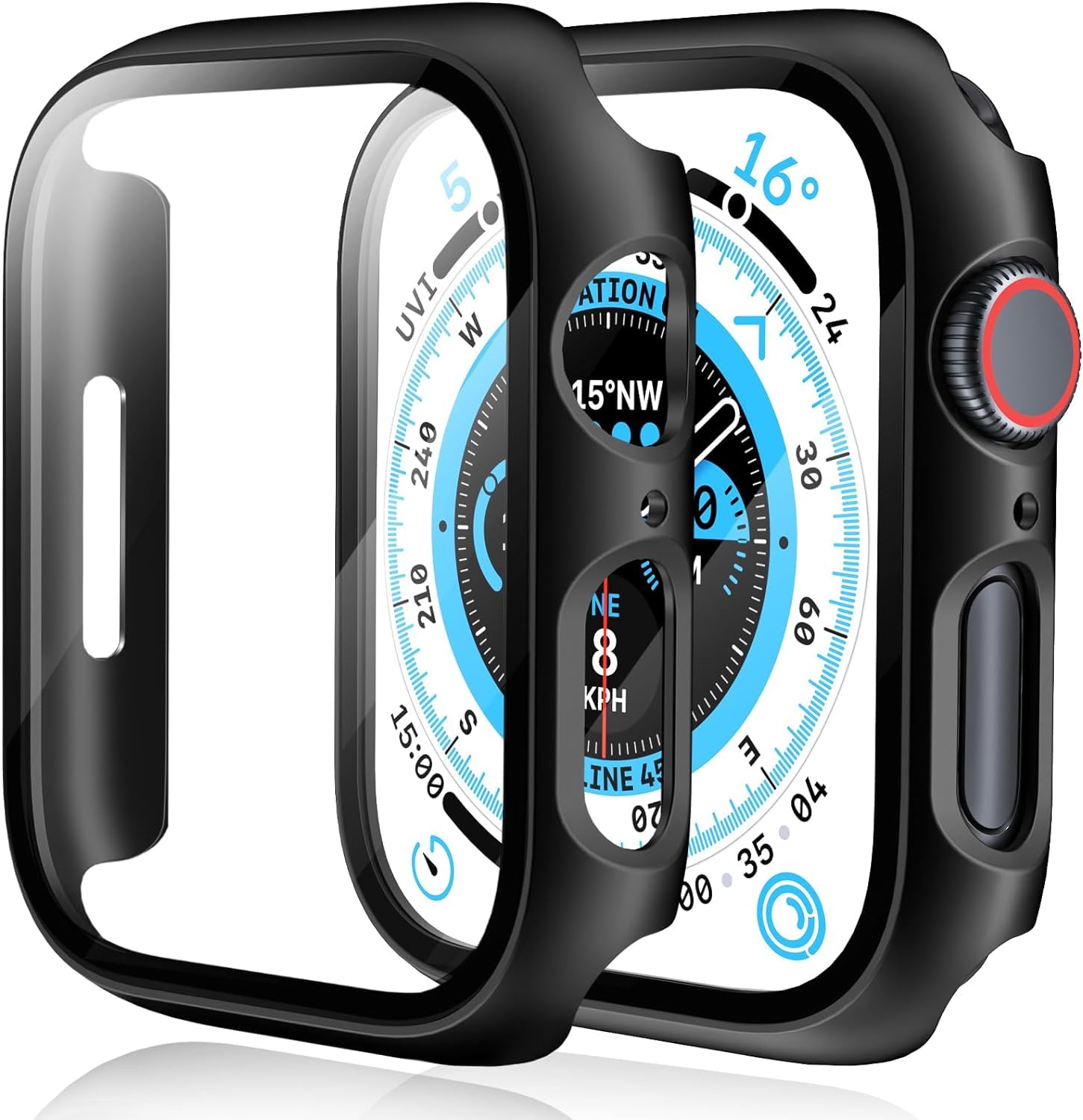 Ewuonu 2 Pack Case For Apple Watch 40Mm Se Series 6/5/4/Se 2Nd Gen With Tempered Glass Screen Protector, Full Protective Cover H