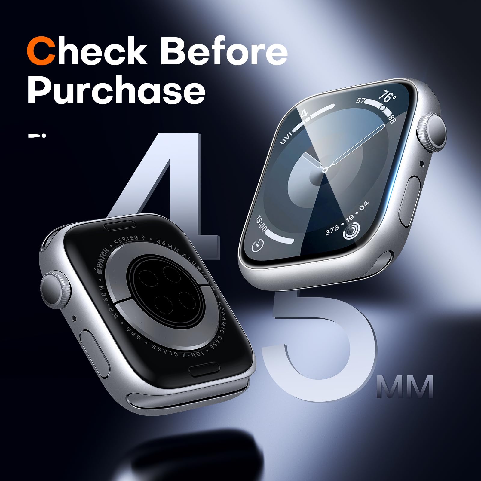 [8 Pack] L?K Designed For Apple Watch Series 9/8/7 Screen Protector 45Mm  [Anti Scratch+Self Healing+Ultra Thin+ 0 Bubble] Hd Tp