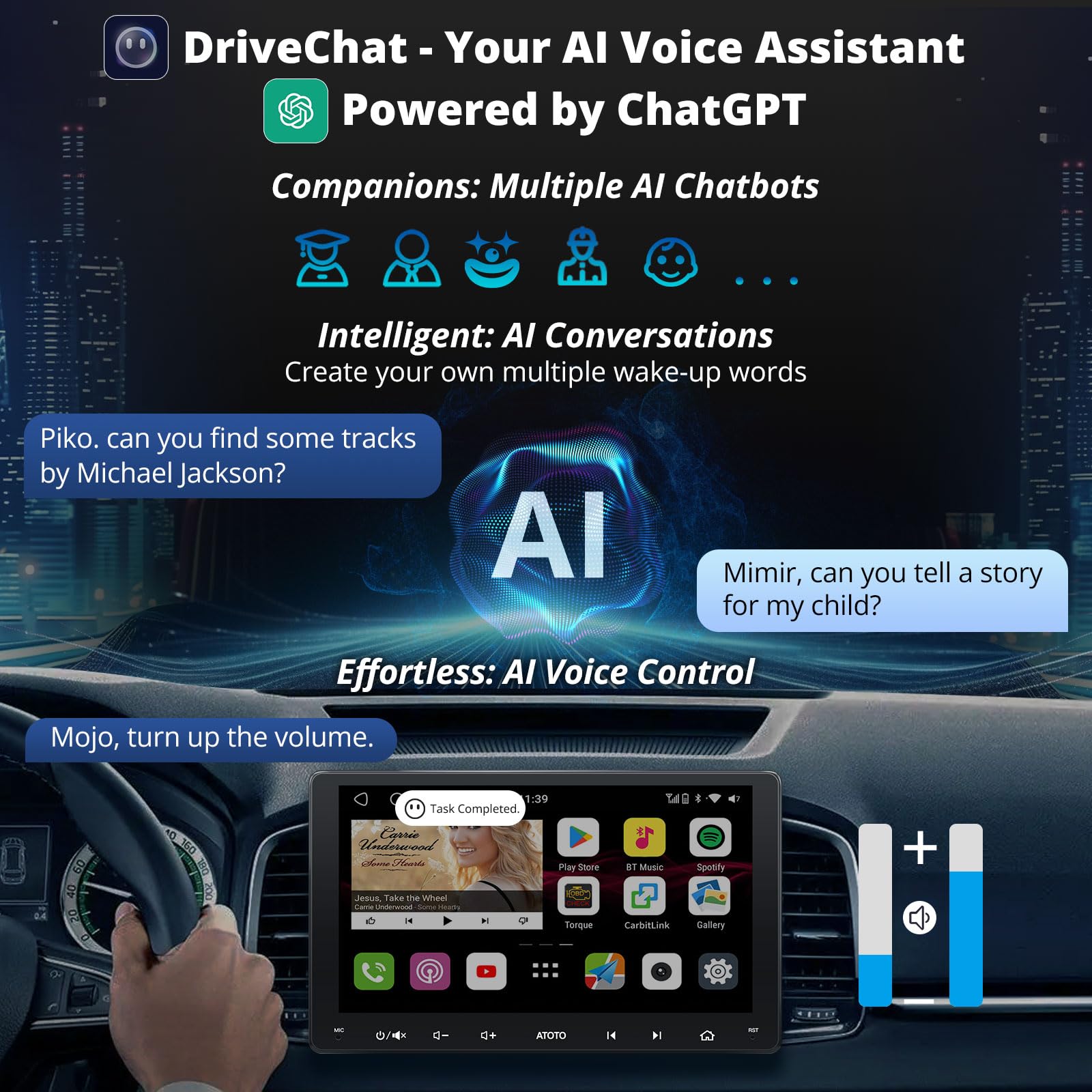 Atoto S8 Ms 9'' Qled 1280 * 720 Android In Dash Navigation, Double Din Car Stereo, Wireless Android Auto & Wireless Carplay, Gps