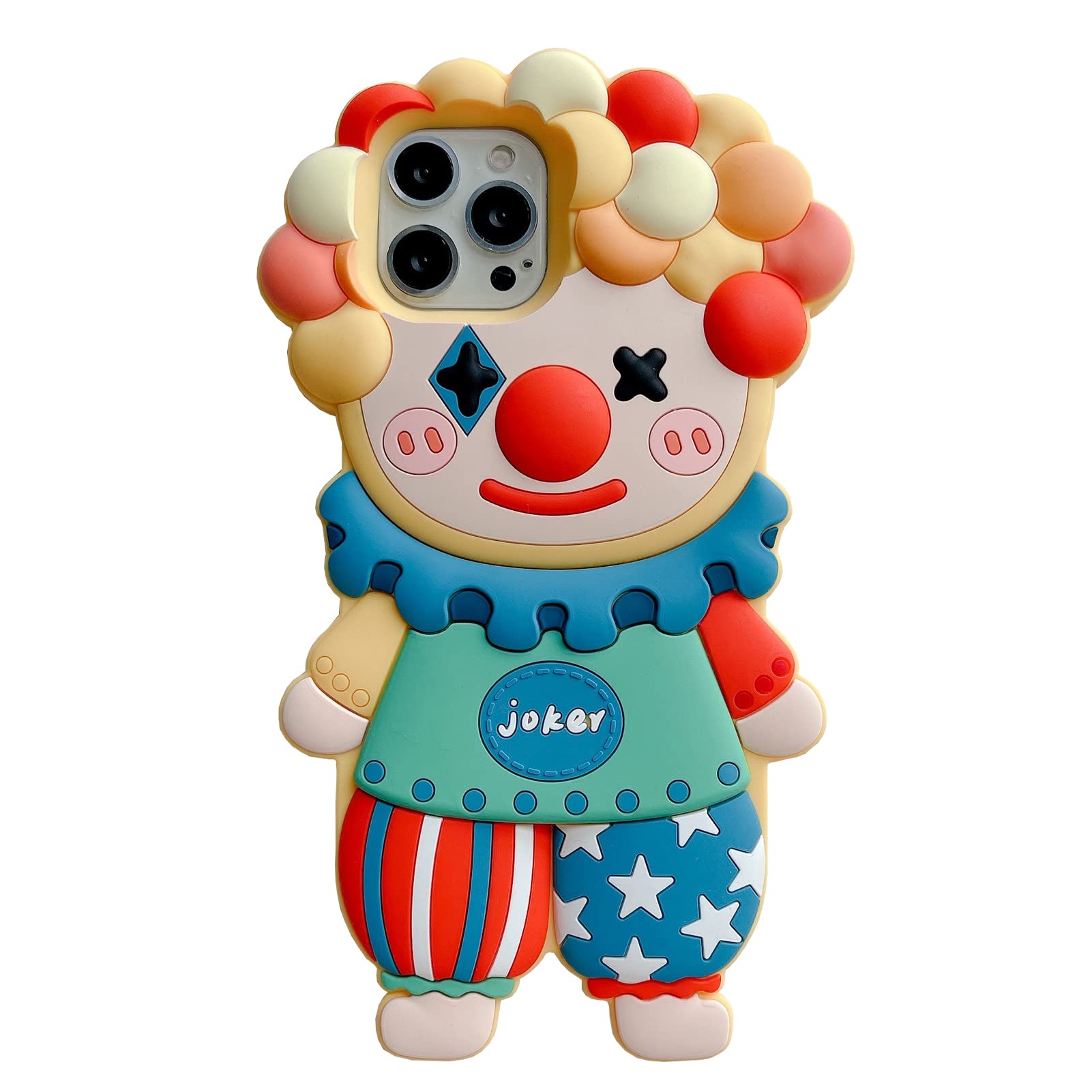 Yakvook For Iphone 14 Case, Kawaii Clown Phone Cases 3D Silicone Cartoon Case Fun Apply To Iphone 14 Cute Case Soft Rubber Shock