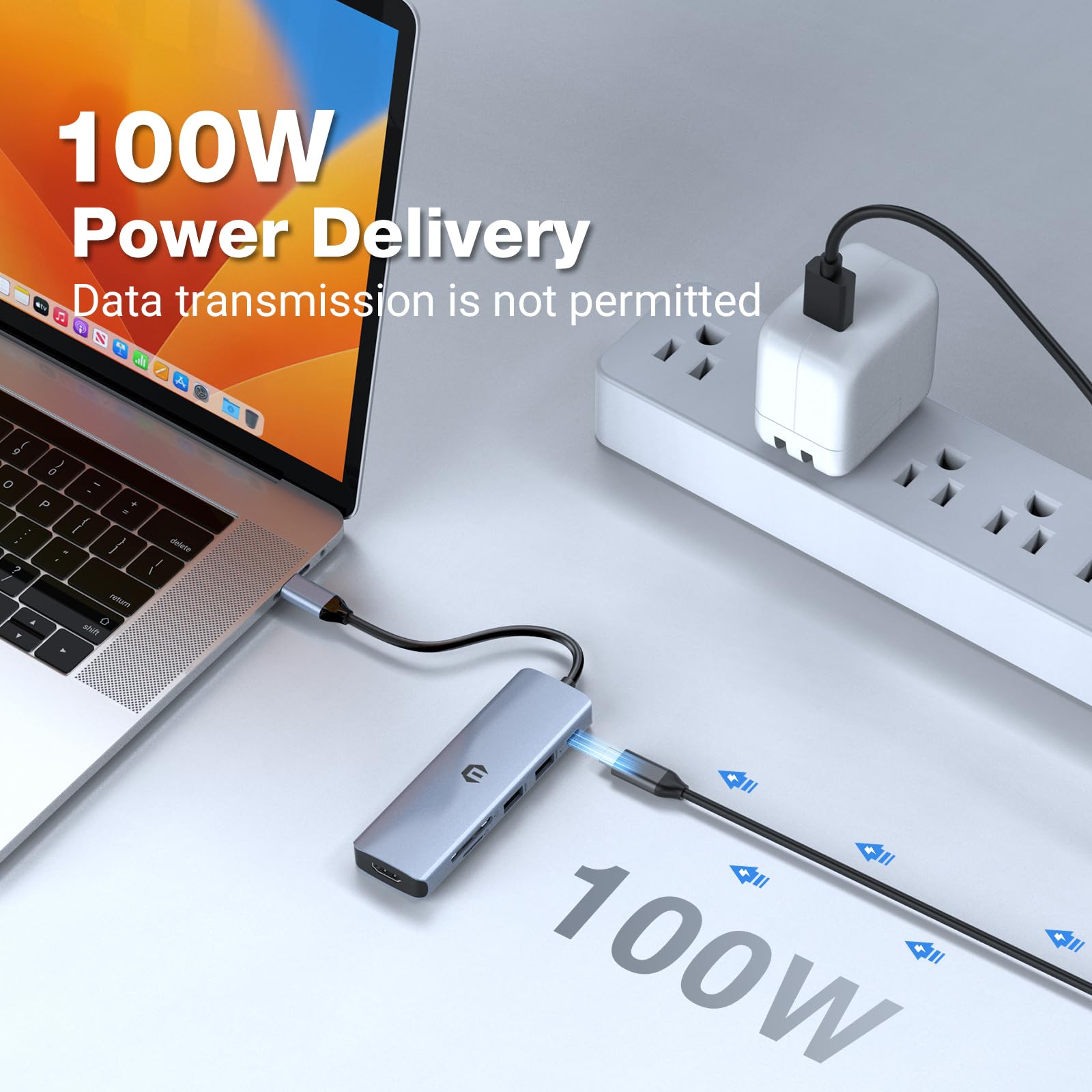 Tymyp Usb C Hub, 6 In 1 Multi-Port Hub, 4K Hdmi, 100W Pd, 3 X Usb 3.0, Sd/Tf Card Reader For Notebooks And Smart Devices, Compat