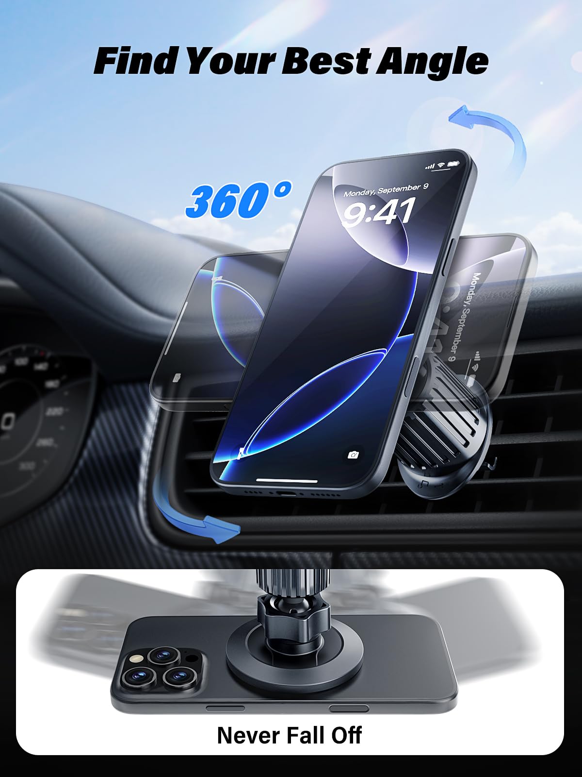 Rorhxia [Military-Grade] Magnetic Phone Holder For Car [Upgraded Strongest Magnet Power] Car Magnet Phone Mount, Air Vent Hands-