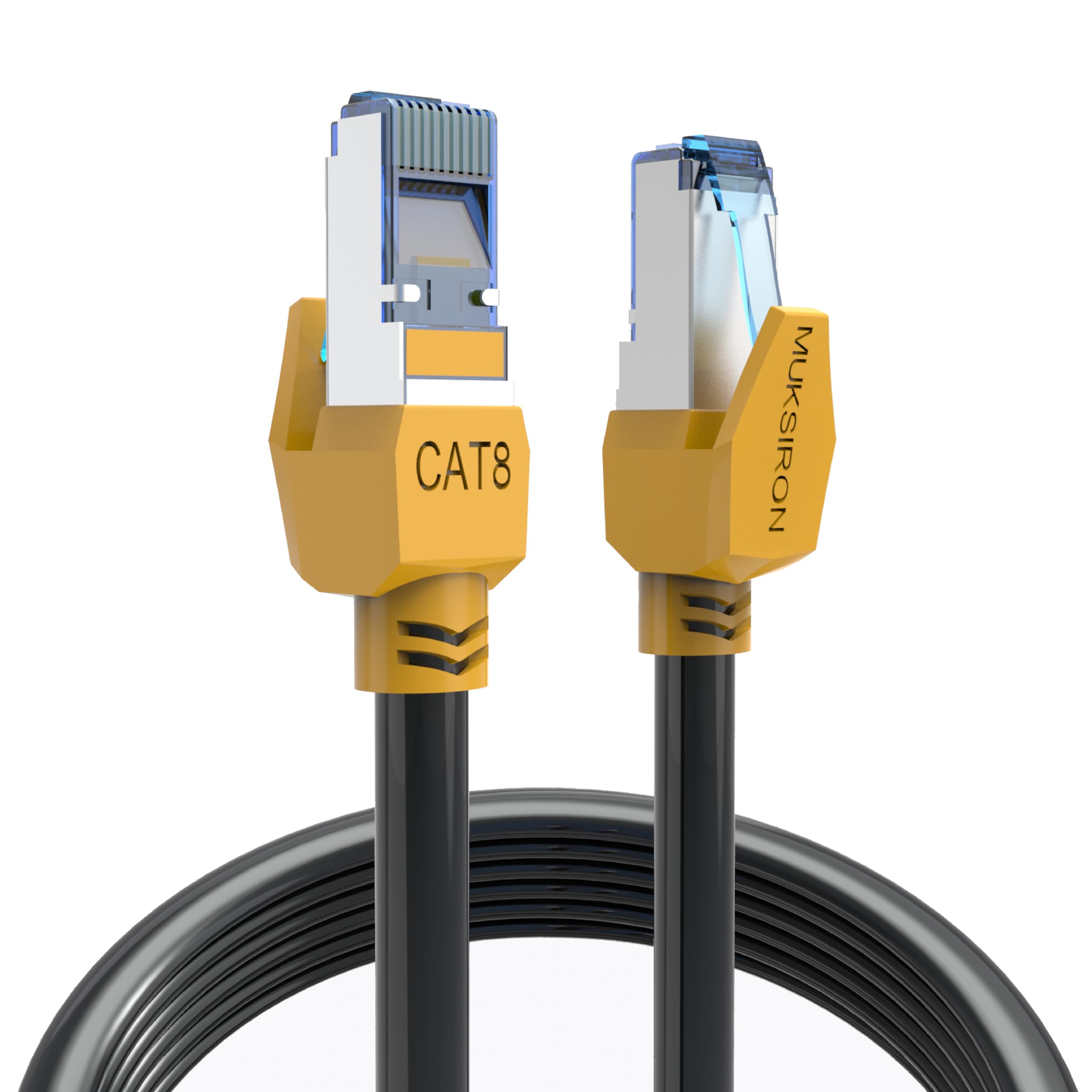 Muksiron Cat 8 Ethernet Cable 3 Ft,Heavy Duty High Speed 26Awg Professional Cat8 Lan Network Cable 40Gbps, 2000Mhz With Gold Pla