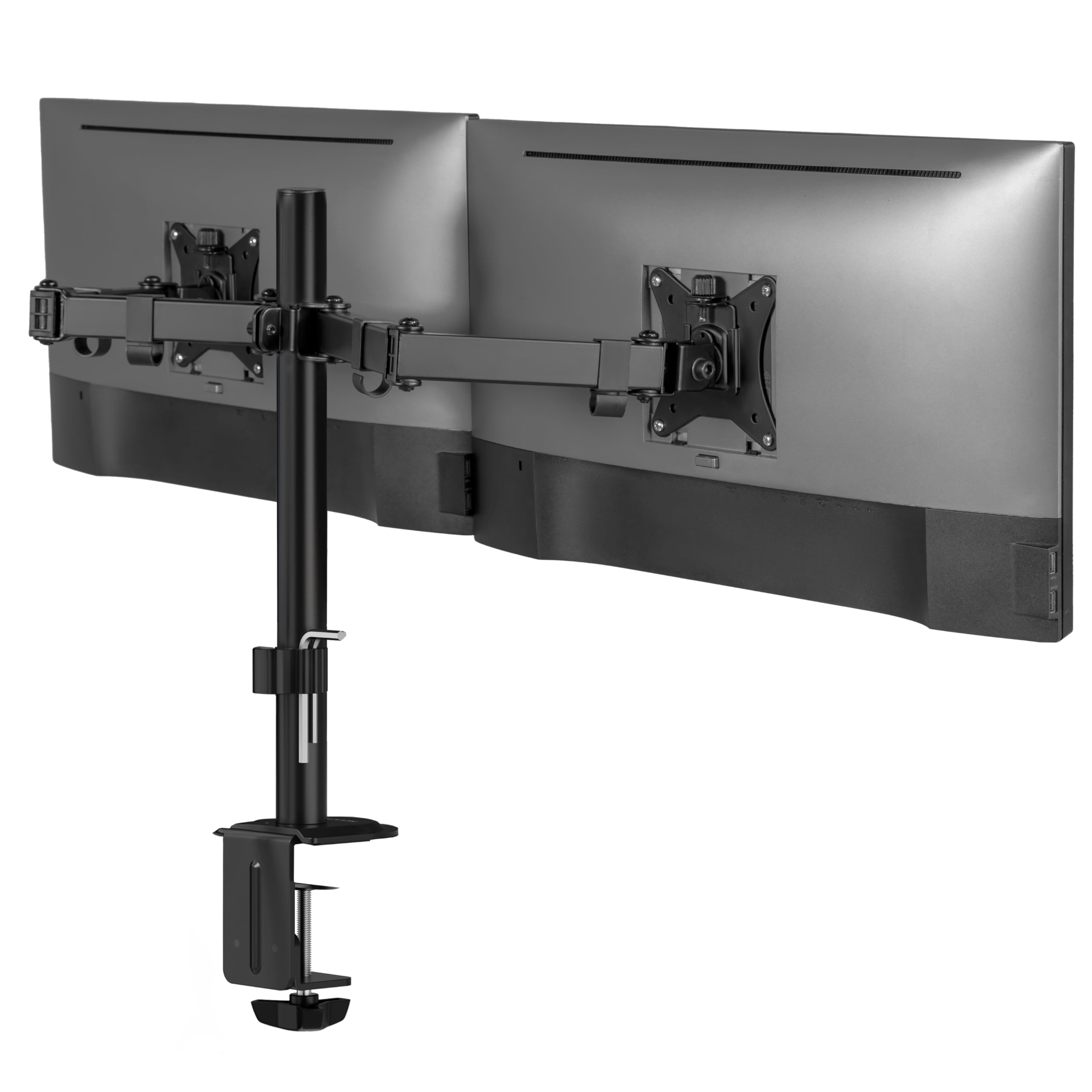 Mount It! Dual Monitor Mount, Dual Monitor Arm for 2 Screens, Dual Monitor Desk Mount, Adjustable Tilt and Swivel Arms for Double Screens up to 32� & 19.8 Lbs VESA 75x75 and 100x100 C clamp & Grommet
