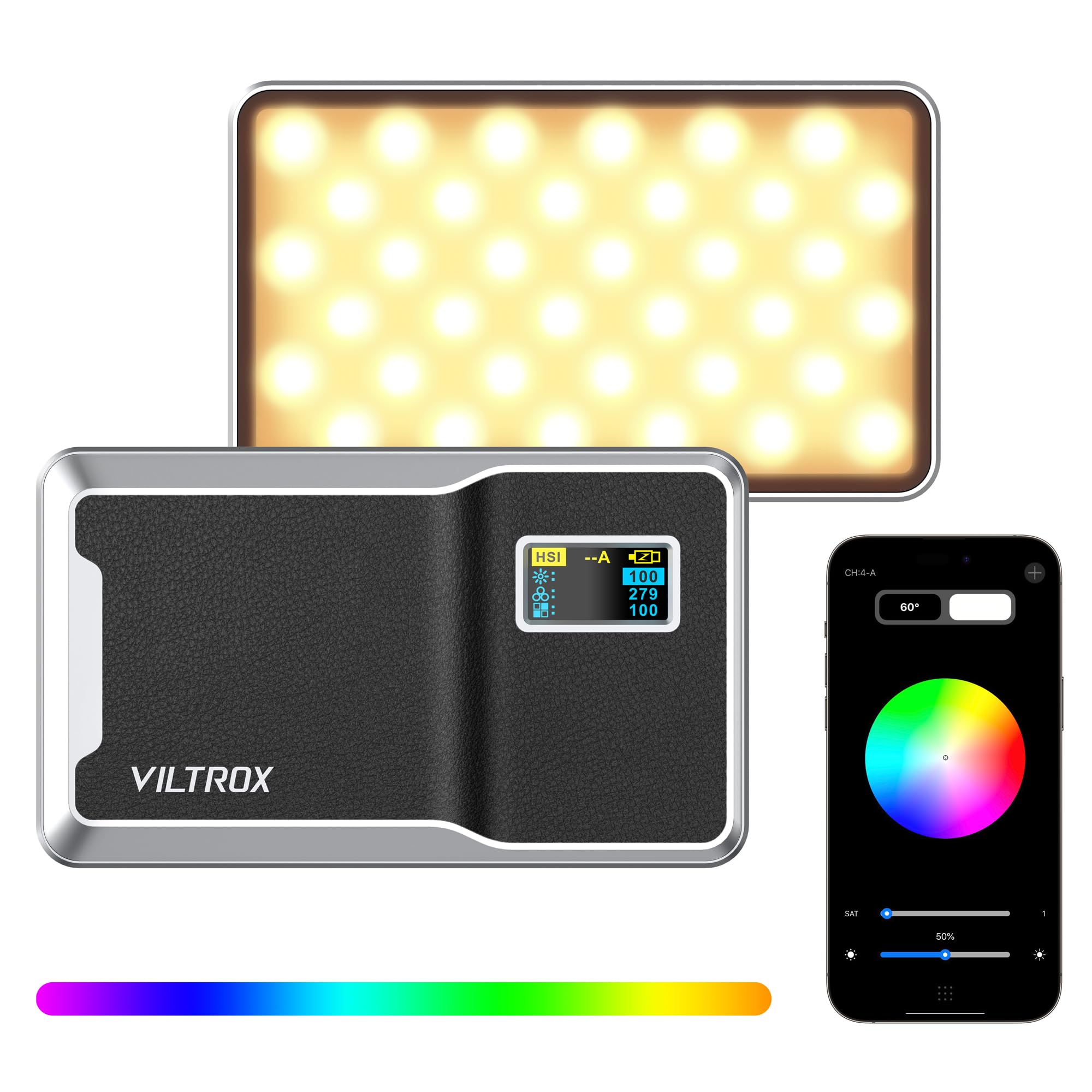 Viltrox 6000Mah Rgb Video Light, Bluetooth Control On Camera Video Light, All Metal Rgb Portable Led Photography Lighting, Led C