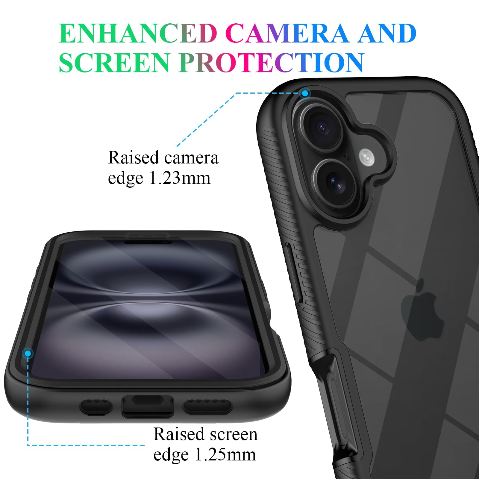 Wahhle Compatible With Iphone 16 Plus Case, Built In Screen Protector Full Body Shockproof Slim Fit Bumper Protective Phone Cove