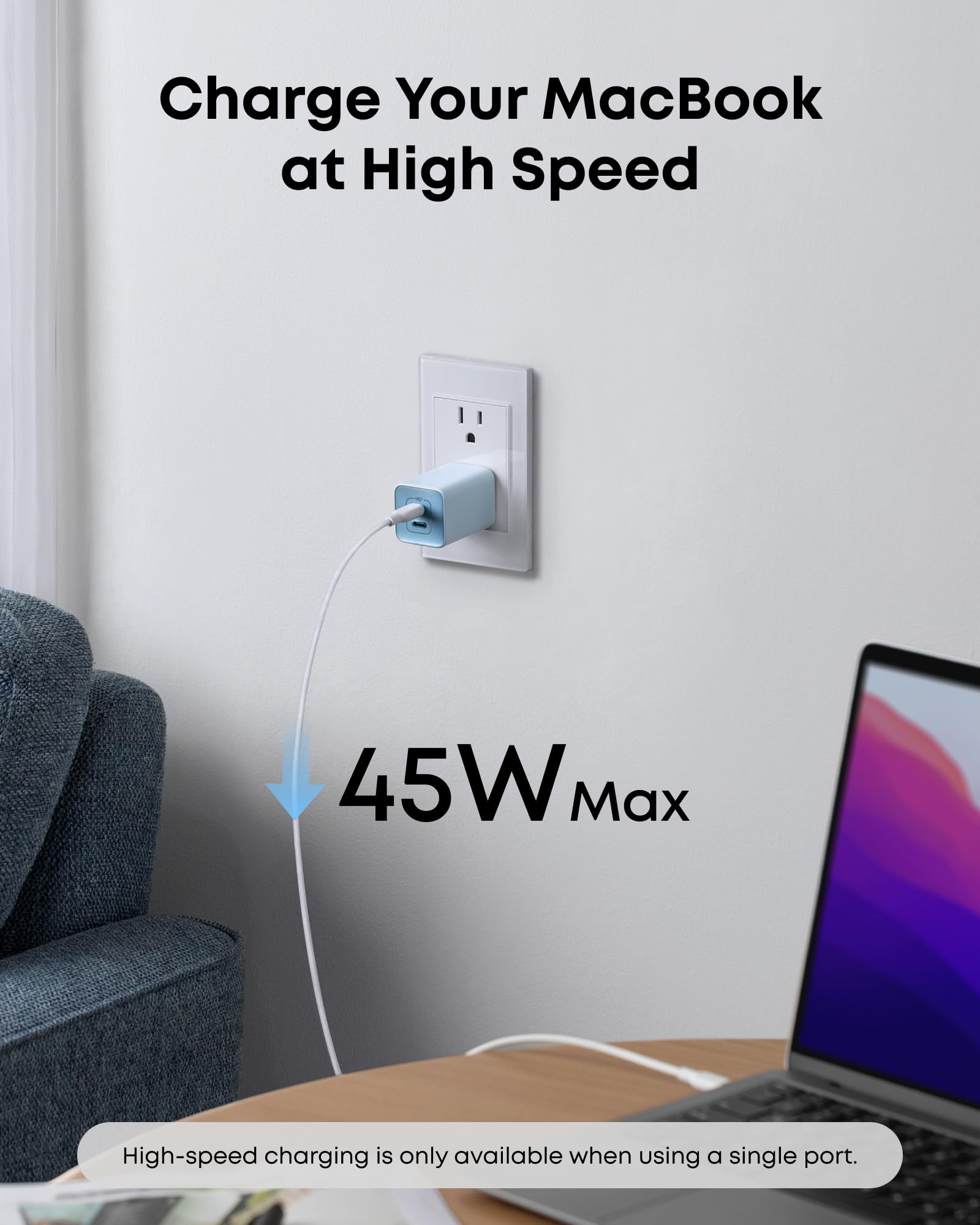 Anker 47W Usb C Charger (Nano 3), 2 Port Compact Foldable Ganfastcharger For Iphone 15/15 Plus/15 Pro/15 Pro Max/14, Galaxy, Pix