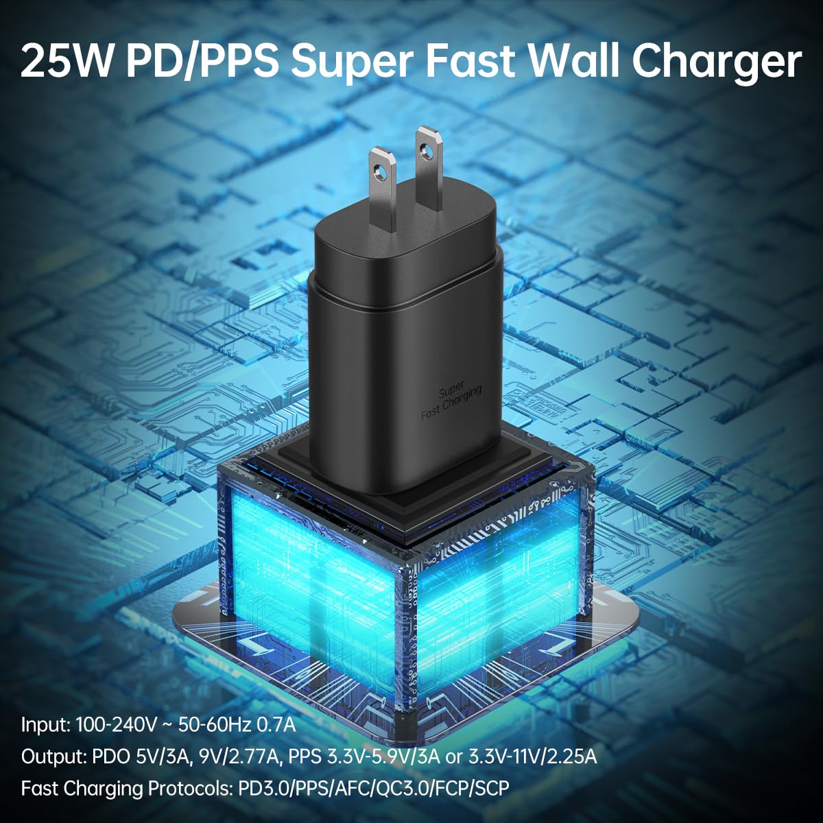 25W Super Fast Charger Type C Wall/Car Charger Combo Kit For Samsung Galaxy S24 S23 S22 S21 Ultra Plus A53 A52 A14 A15 A25 A42 A32 Xcover 7 6 Iphone 15 Pro Max Pixel 8 7 6A Moto Lg 2Pack Usb C Cable