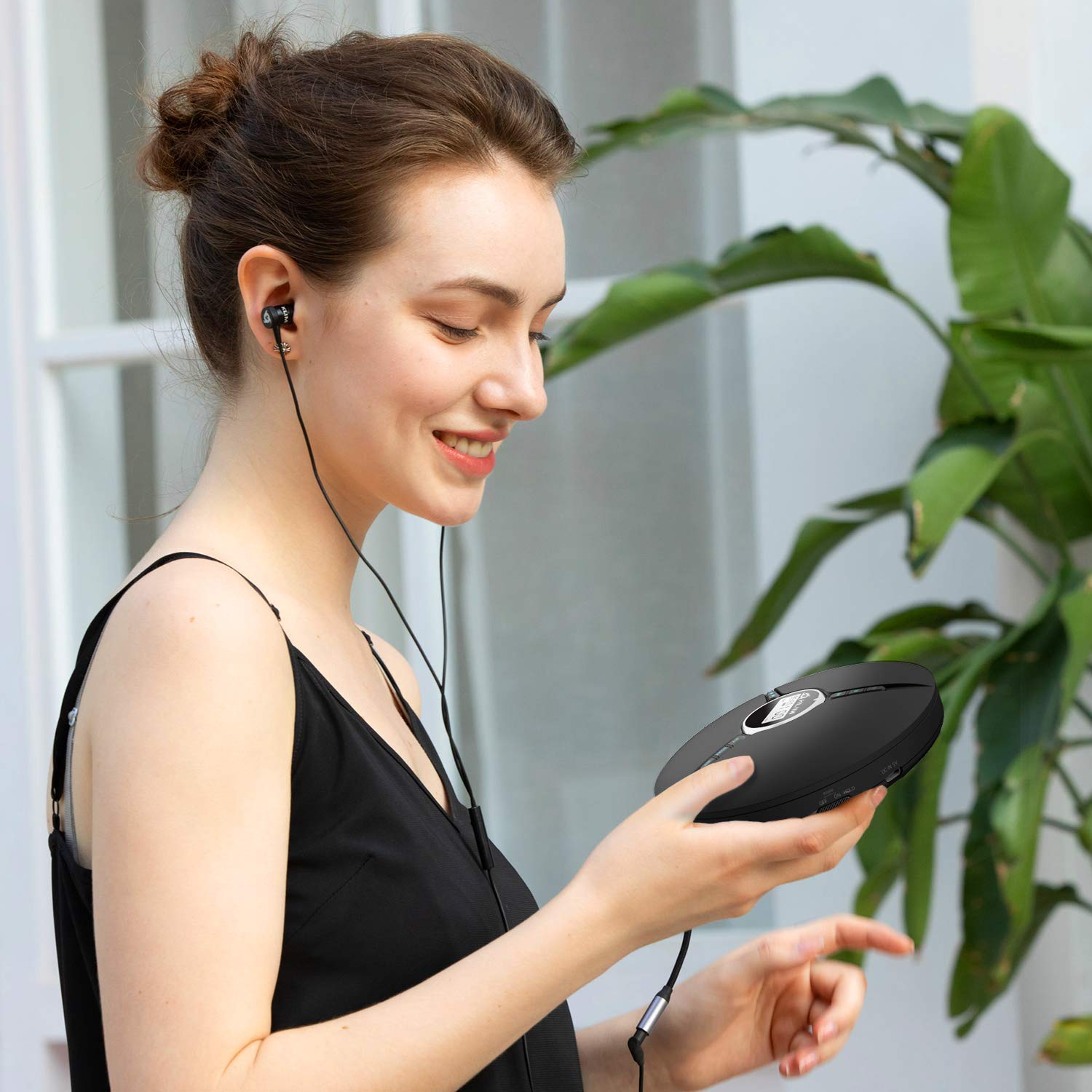 Klim Discman Portable Cd Player With Headphones, Built In Battery   Version 2024   Cd Players For Home, Car   Compatible W/Sd Ca