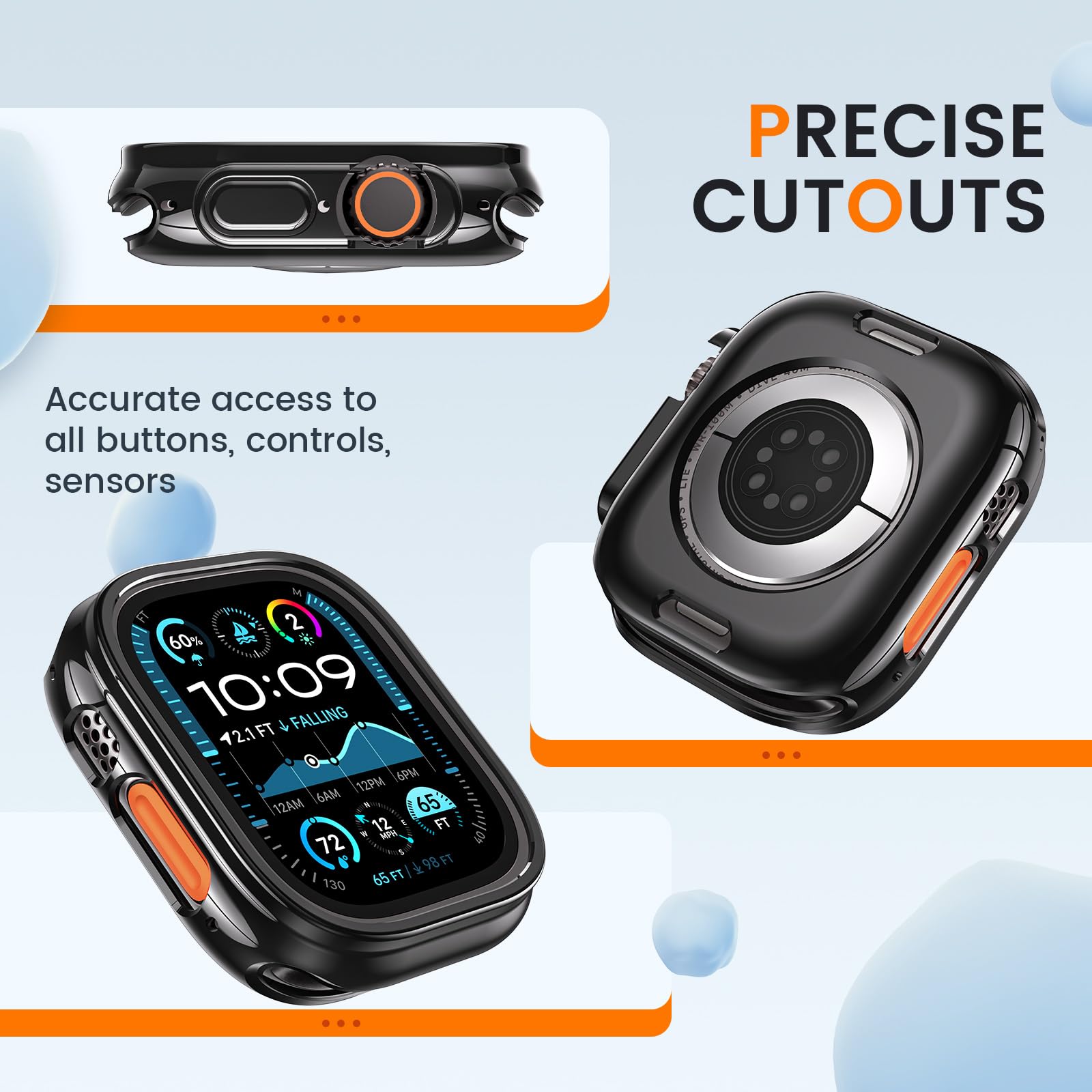 [2 Pack] Goton Bumper Case For Apple Watch Series Ultra 2 Ultra 49Mm, Ultra Thin Soft Tpu Shockproof Case Cover Bumper Protector