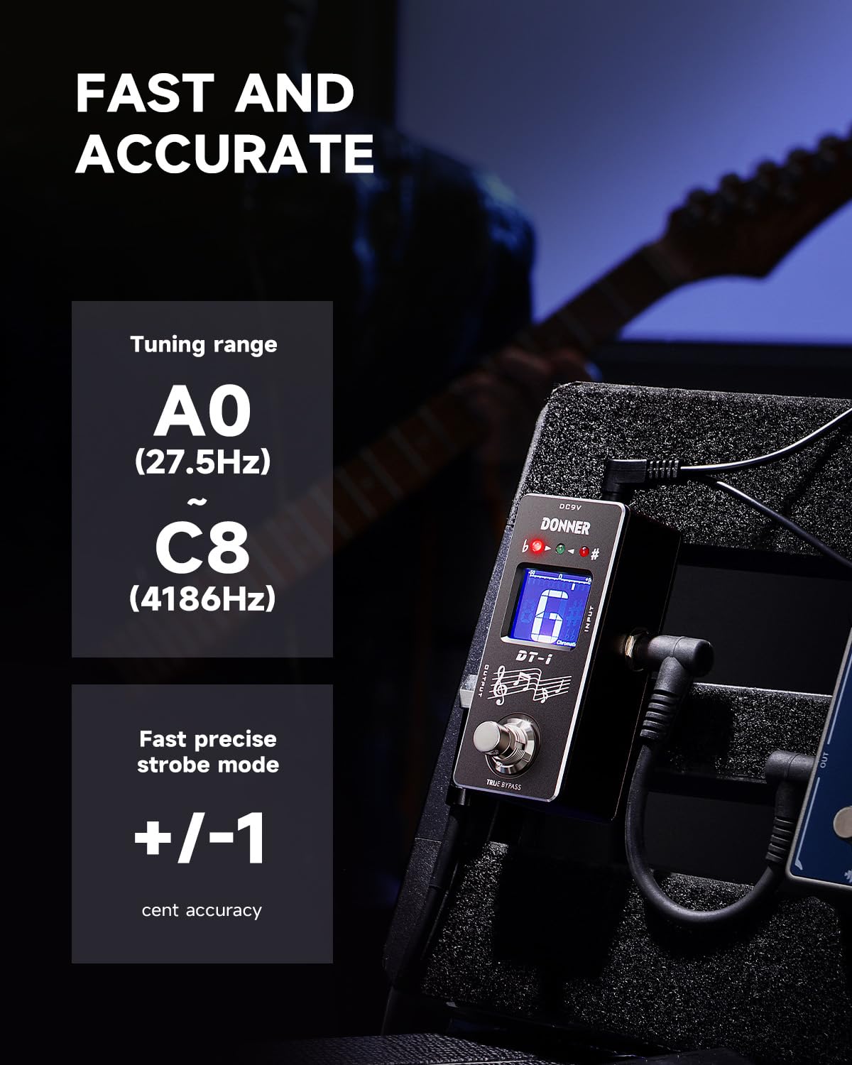 Donner Tuner Pedal, Dt 1 Chromatic Guitar Tuner Pedal With Pitch Indicator For Electric Guitar And Bass True Bypass