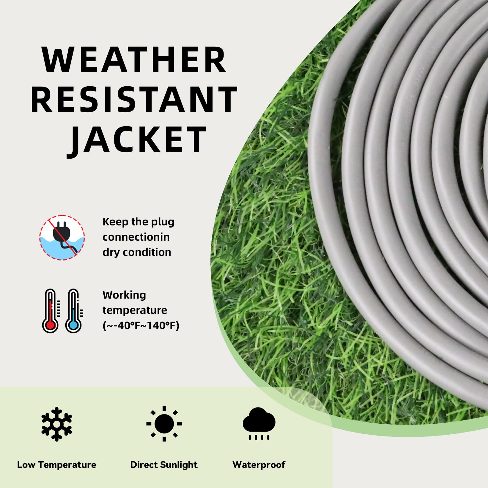 Ep 25 Ft Outdoor Extension Cord, 12/3 Sjtw Heavy Duty Extension Cable With 3 Prong Grounded Plug, 15 Amp Power Cord For Lawn, Ga