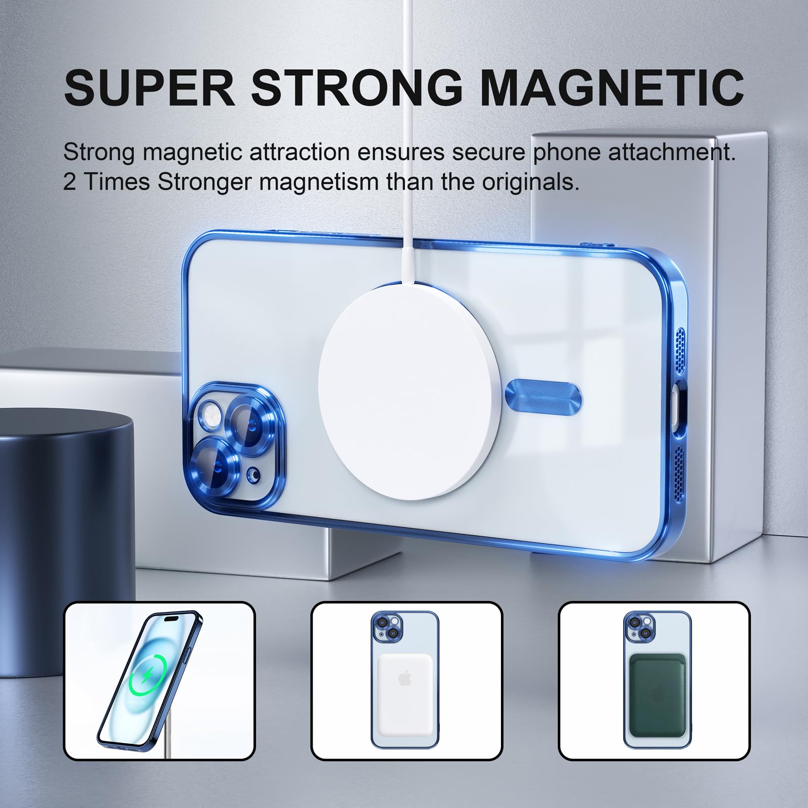 Misea Magnetic For Iphone 15 Case Compatible With Magsafe [Never Yellowing] [Military Grade Drop Protection] Full Camera Lens Pr
